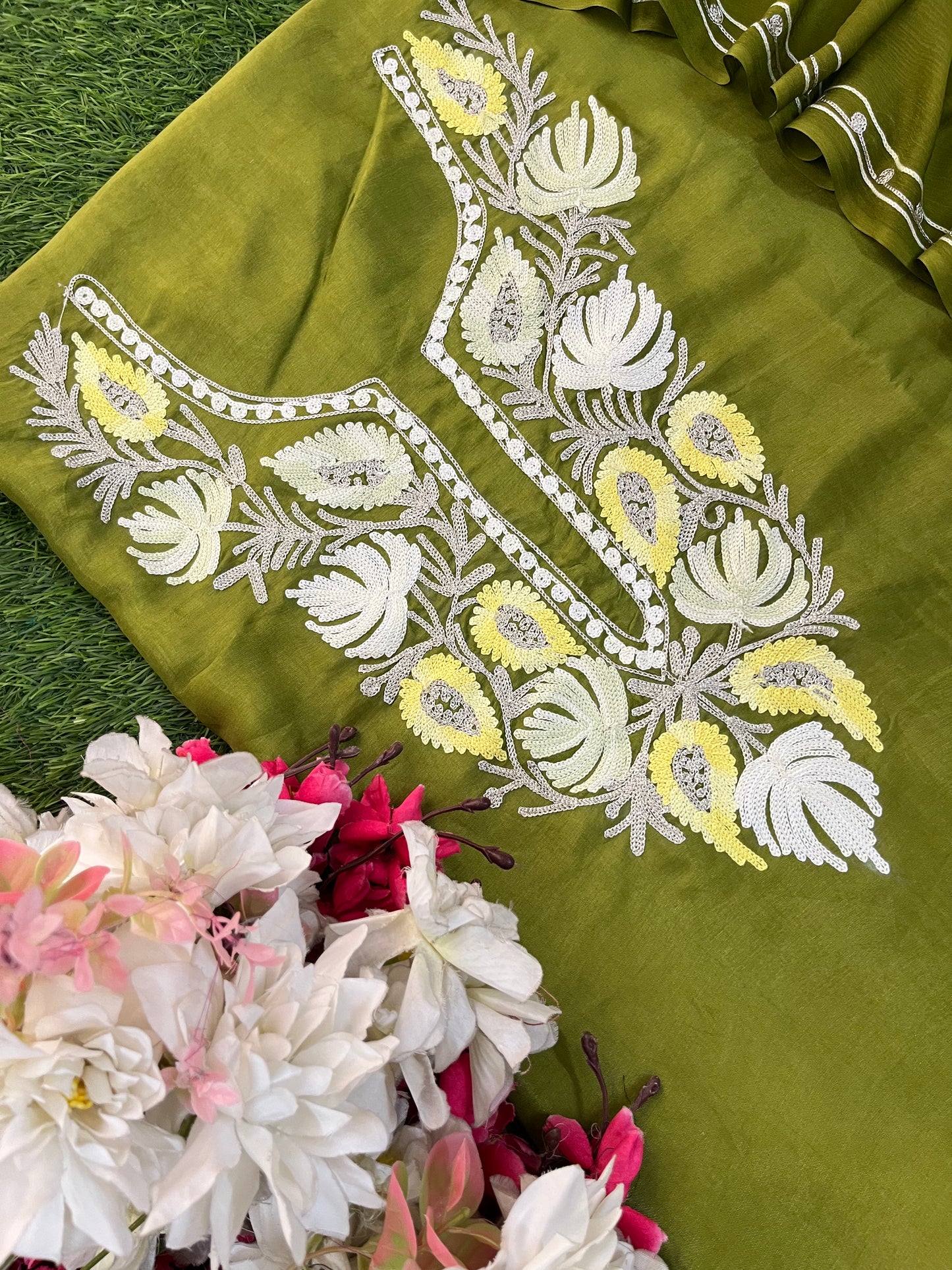 Heena Green Opada Silk Kashmiri Suit