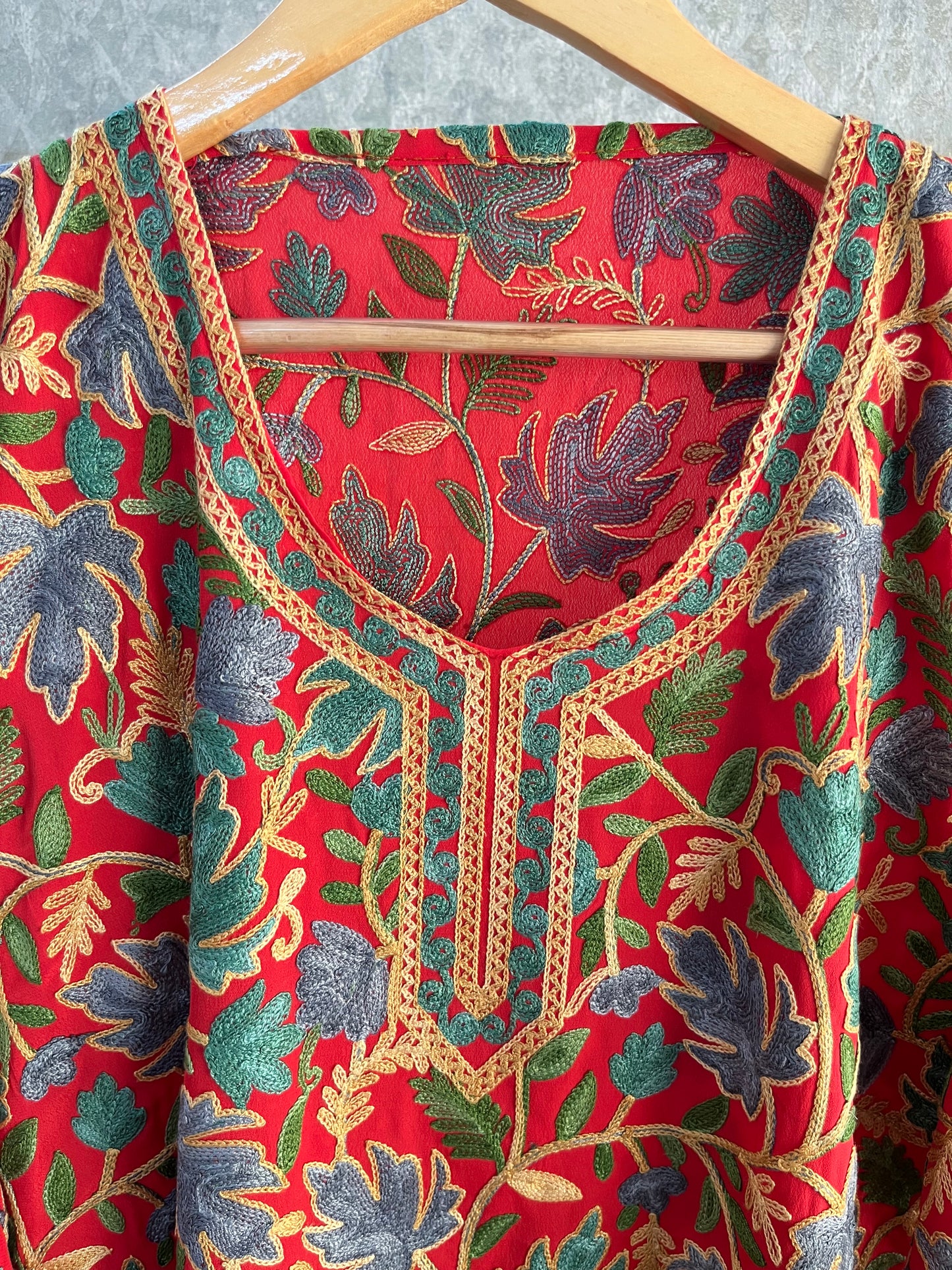 Red Crape Jaal Work (Front & Back) Kurta