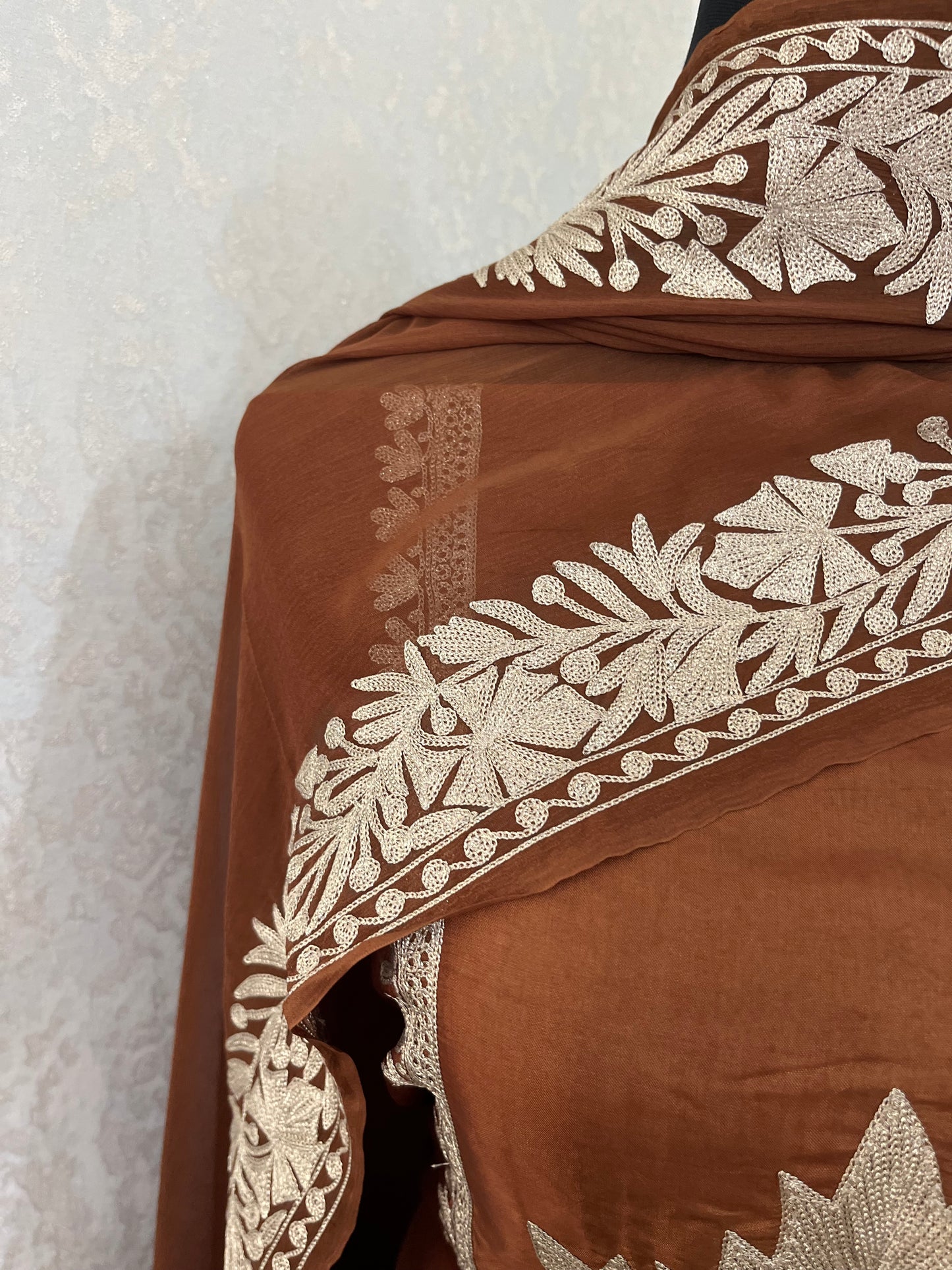 Coffee Brown Sanam’ Tilla Kashmiri Silk Suit