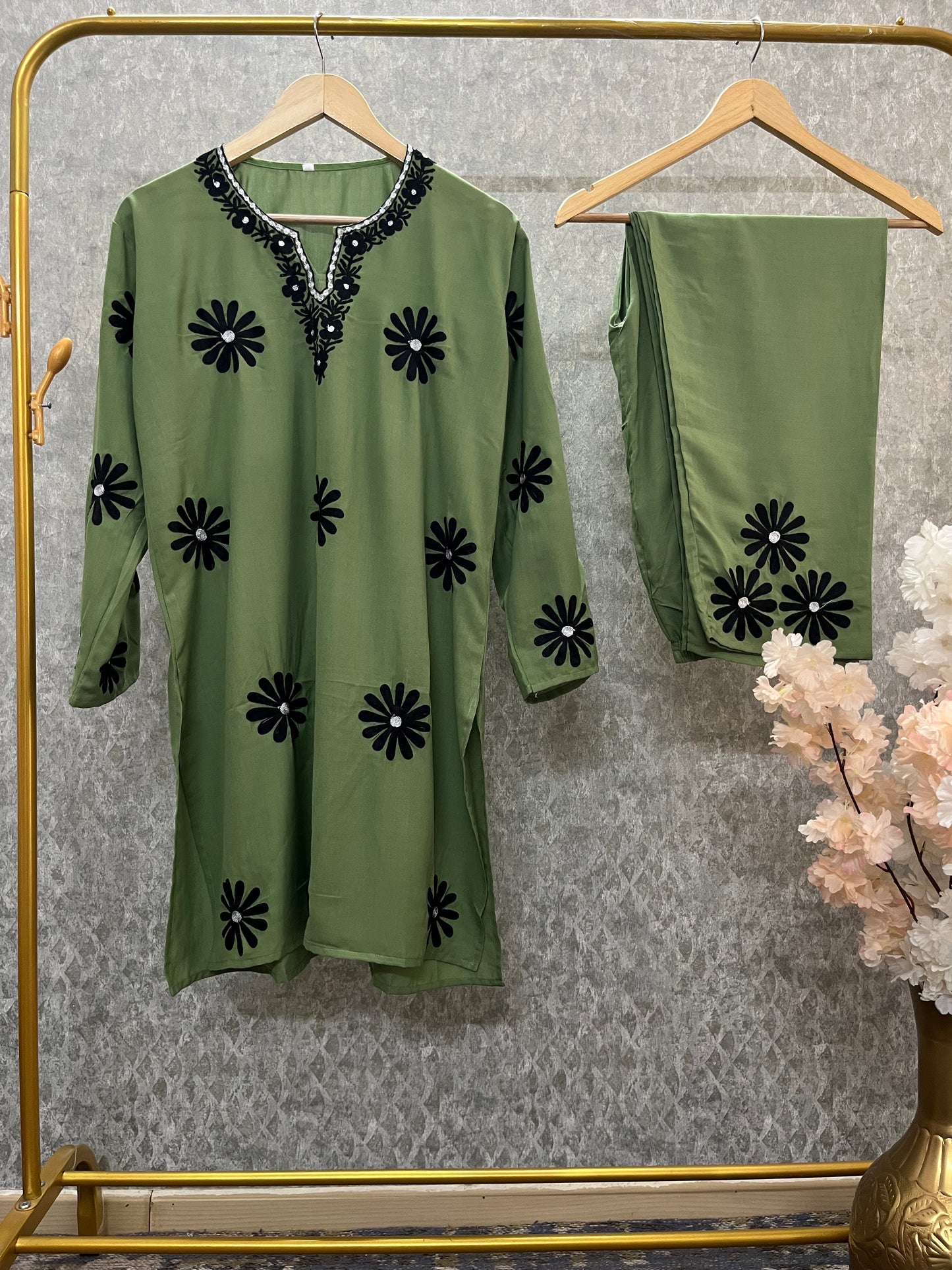 Soft Green Cotton Cord Set Size(42)