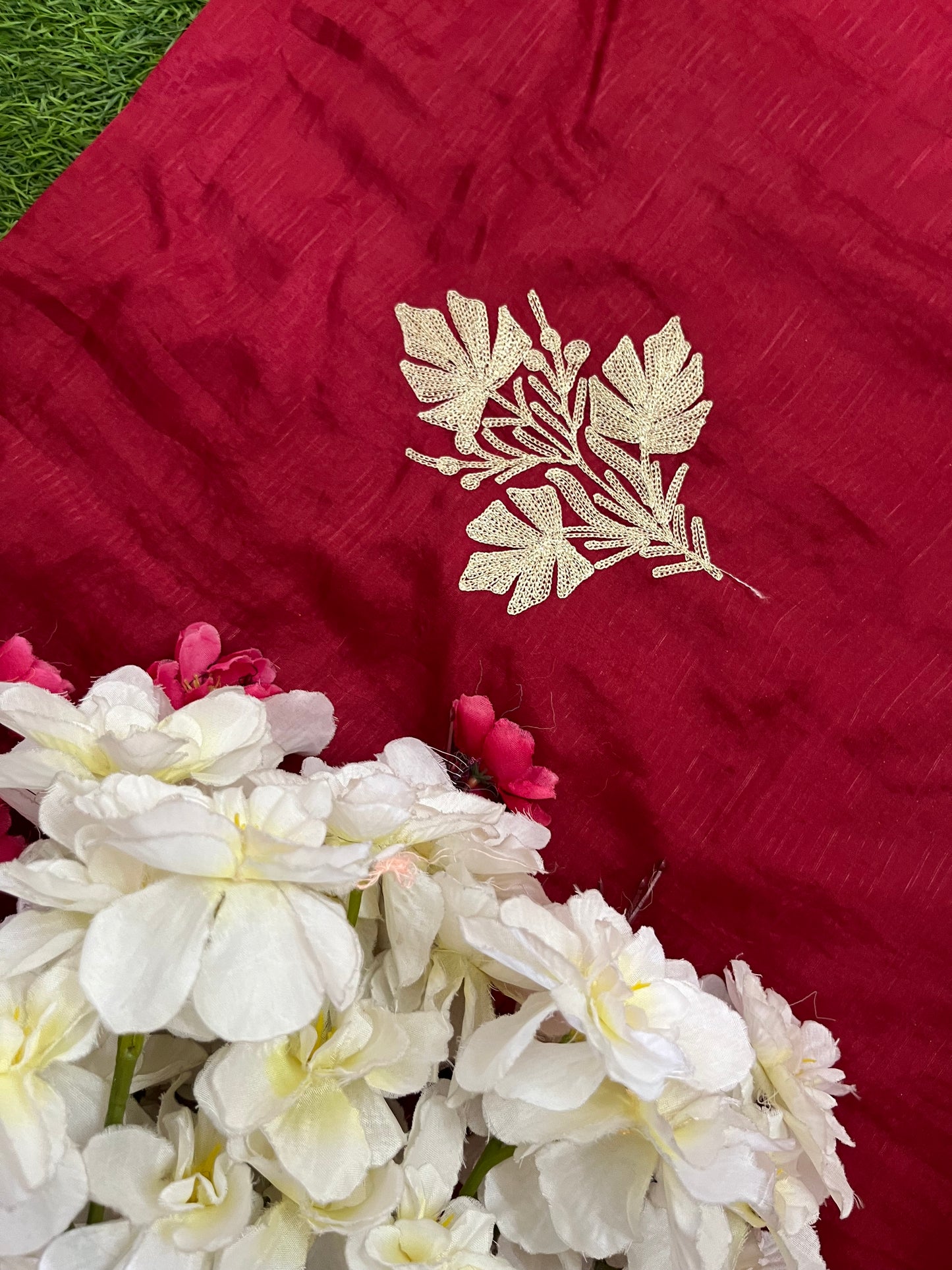 Maroon Silk Tilla Embroidered Suit material