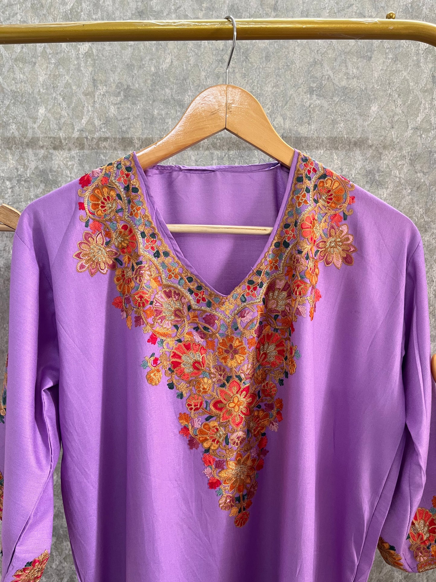 Lavender Cotton Stitched Co-ord Set( 40)
