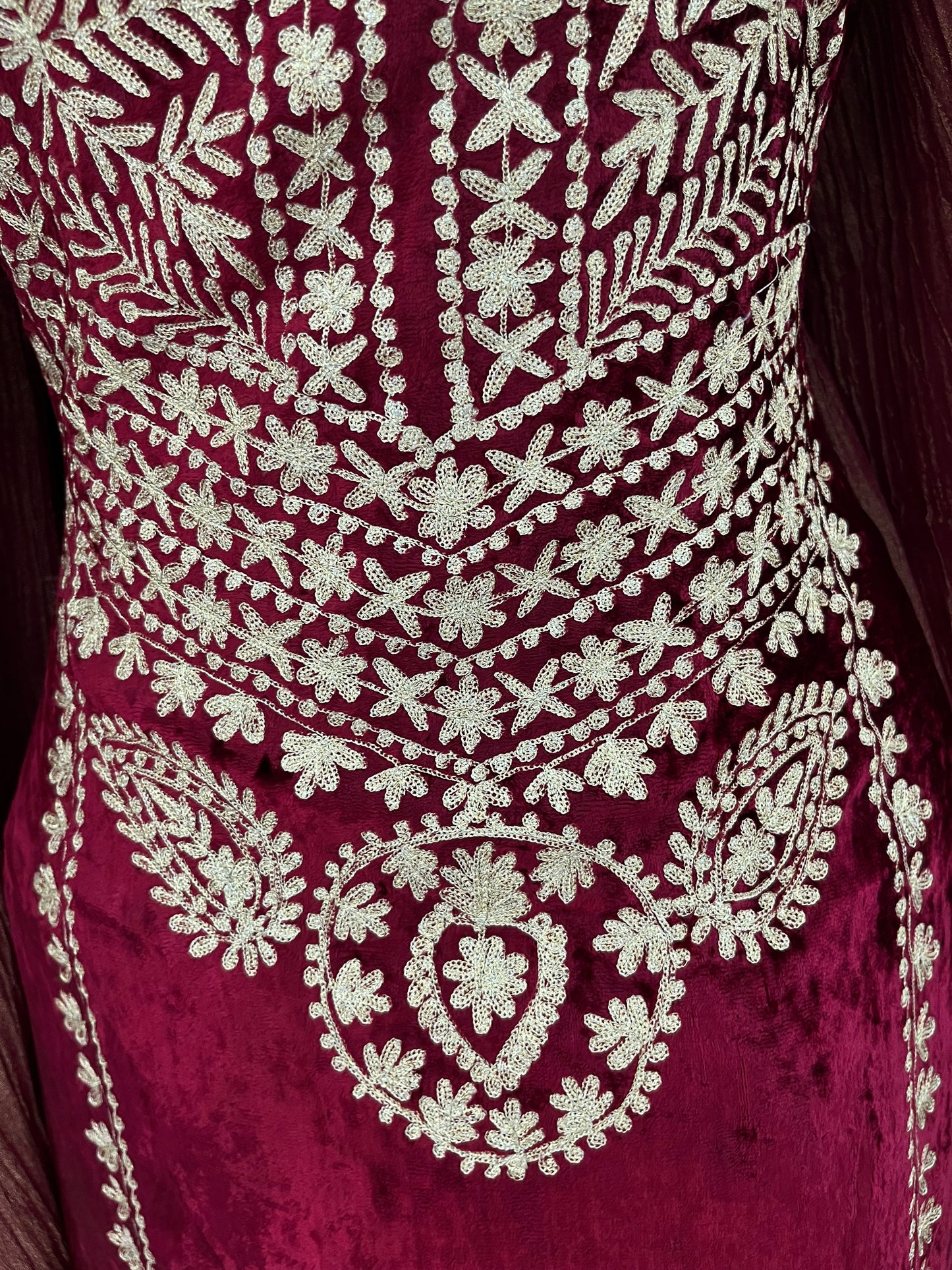 Maroon Tilla Pure Makhmal 3pc Suit