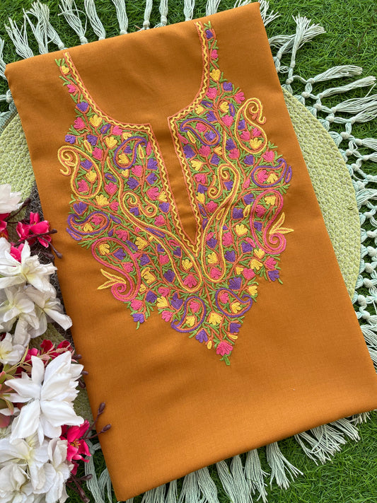 Mustard Cotton Cord Set (Hand Embroidered)