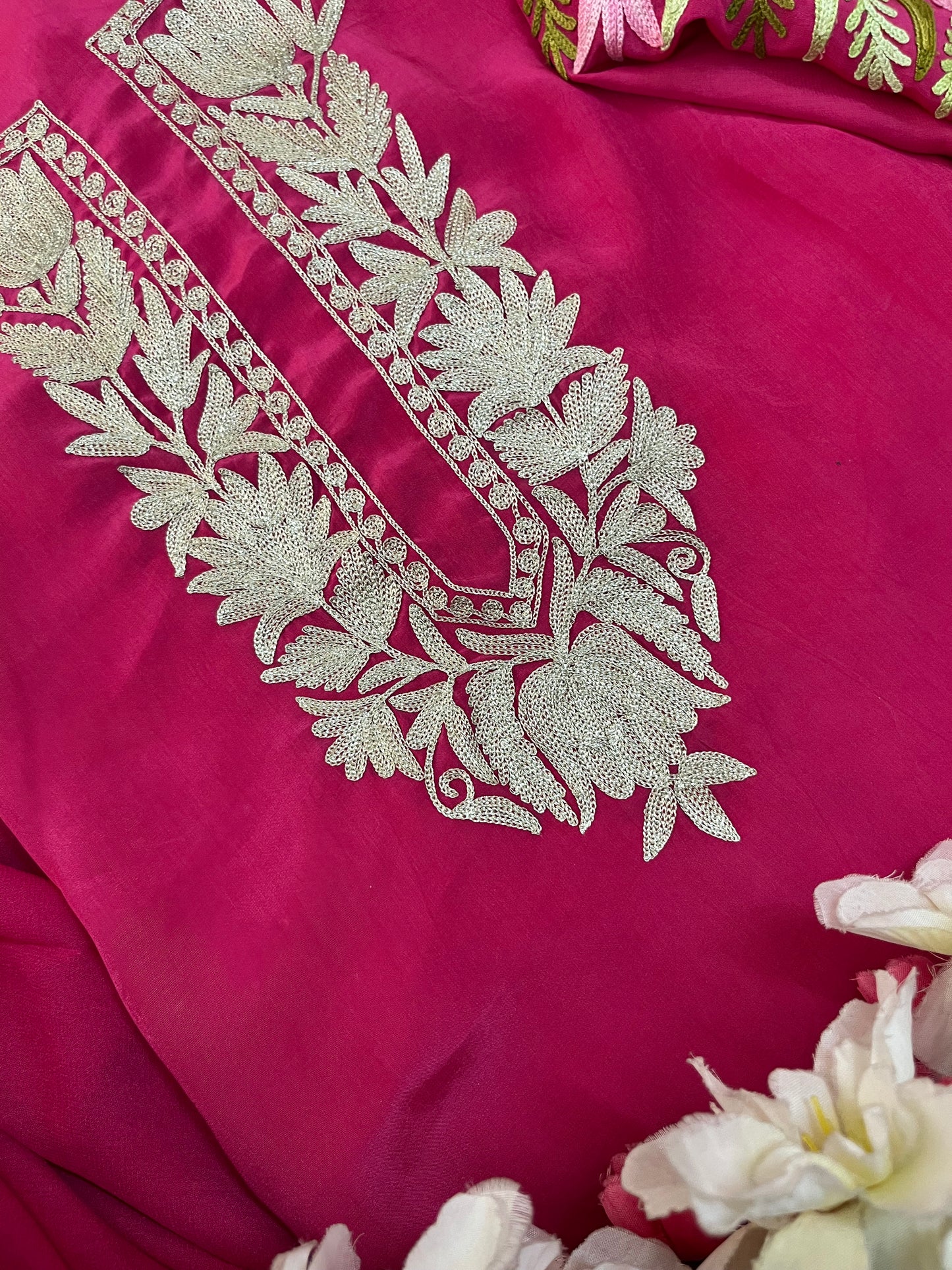 Kalaa’ Fuchsia Pink Crape Kashmiri Suit