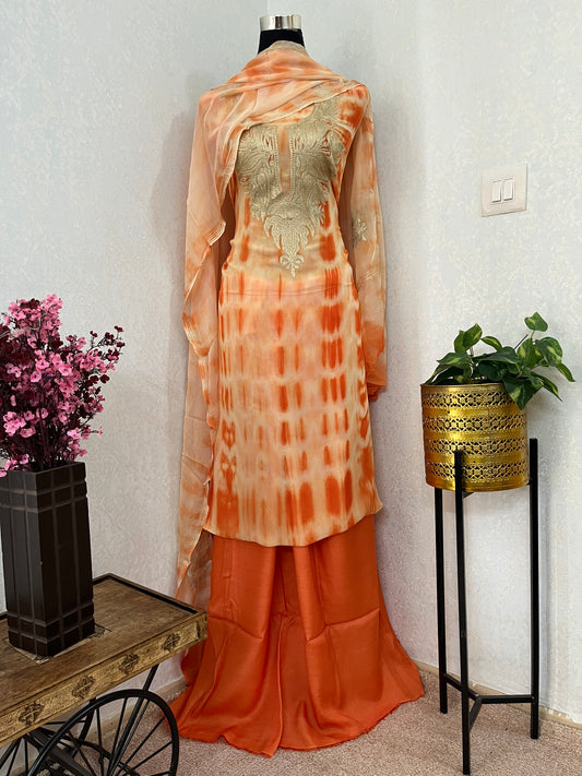 Pure Georgette Ty Dy Kashmiri Suit (length- 40 inch)
