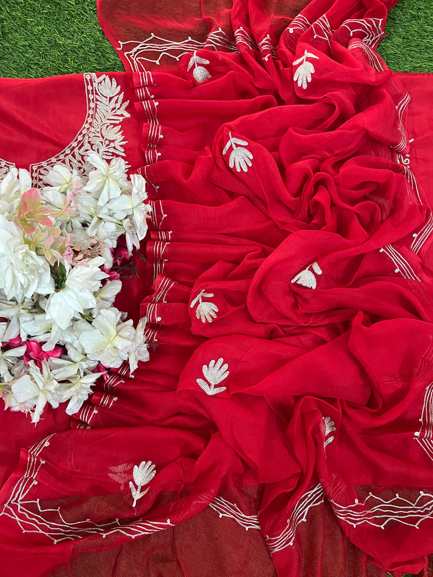 Red Silk Tilla Kashmiri Suit