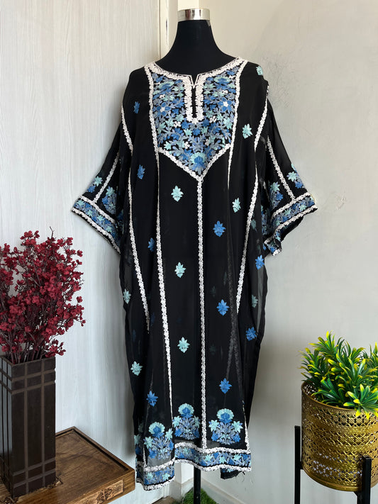 Black Georgette All over Work Aari Embroidered Unstitched Kurta Material