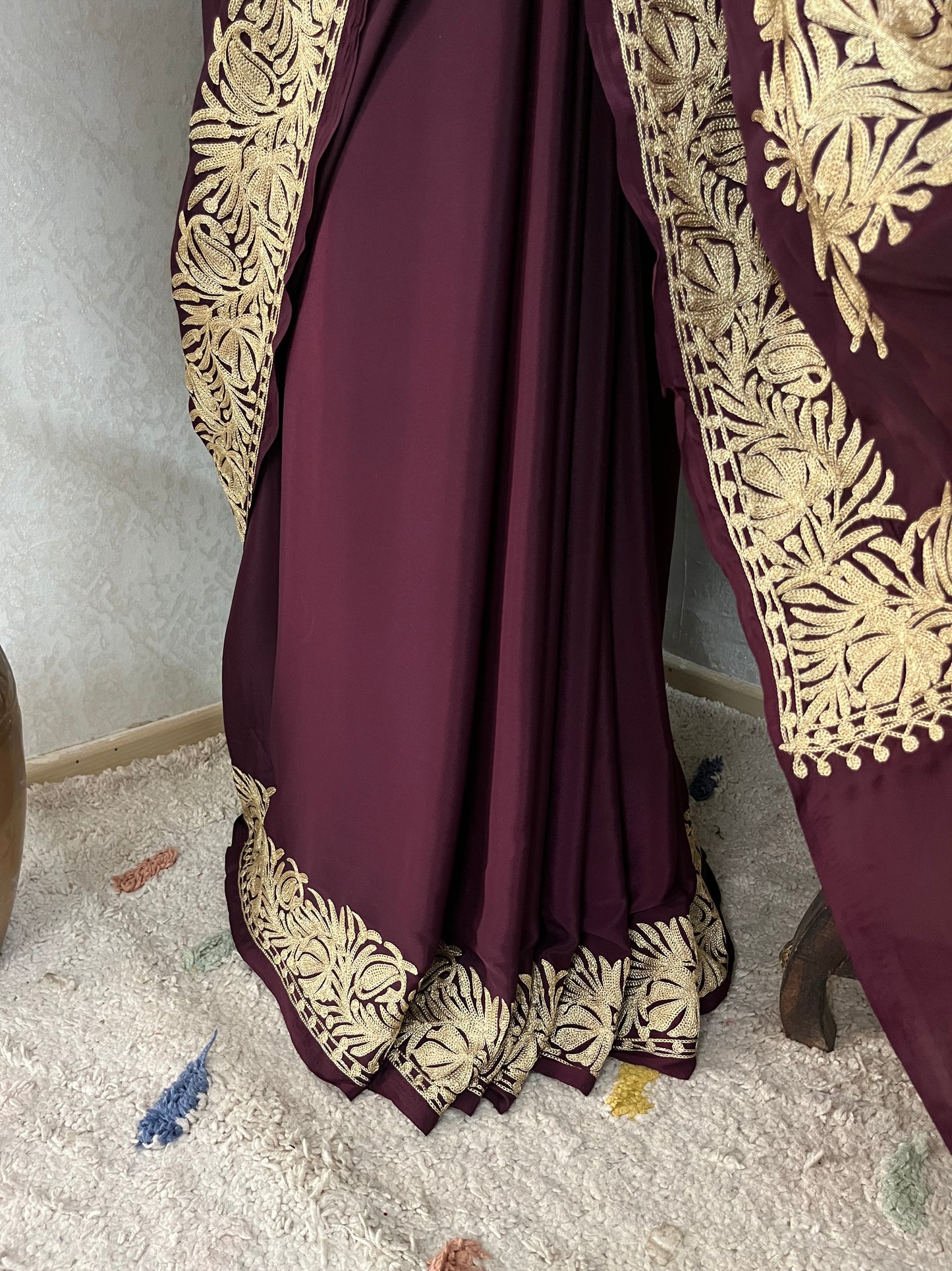Coke Crape Kashmiri Tilla Saree