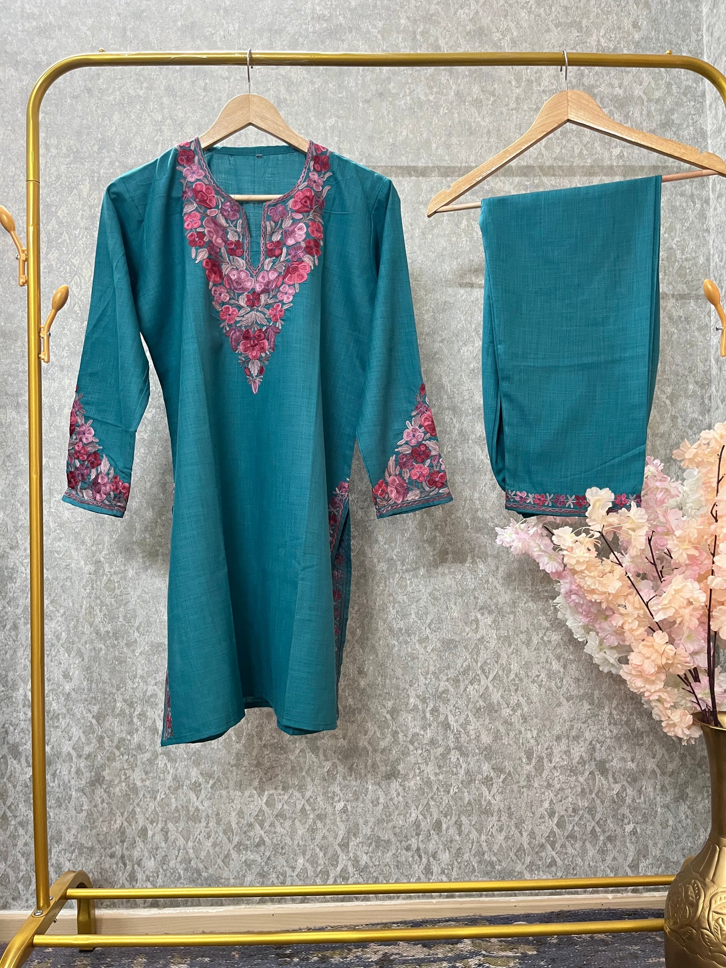 Blue Cotton Stitched Co-ord Set (40)