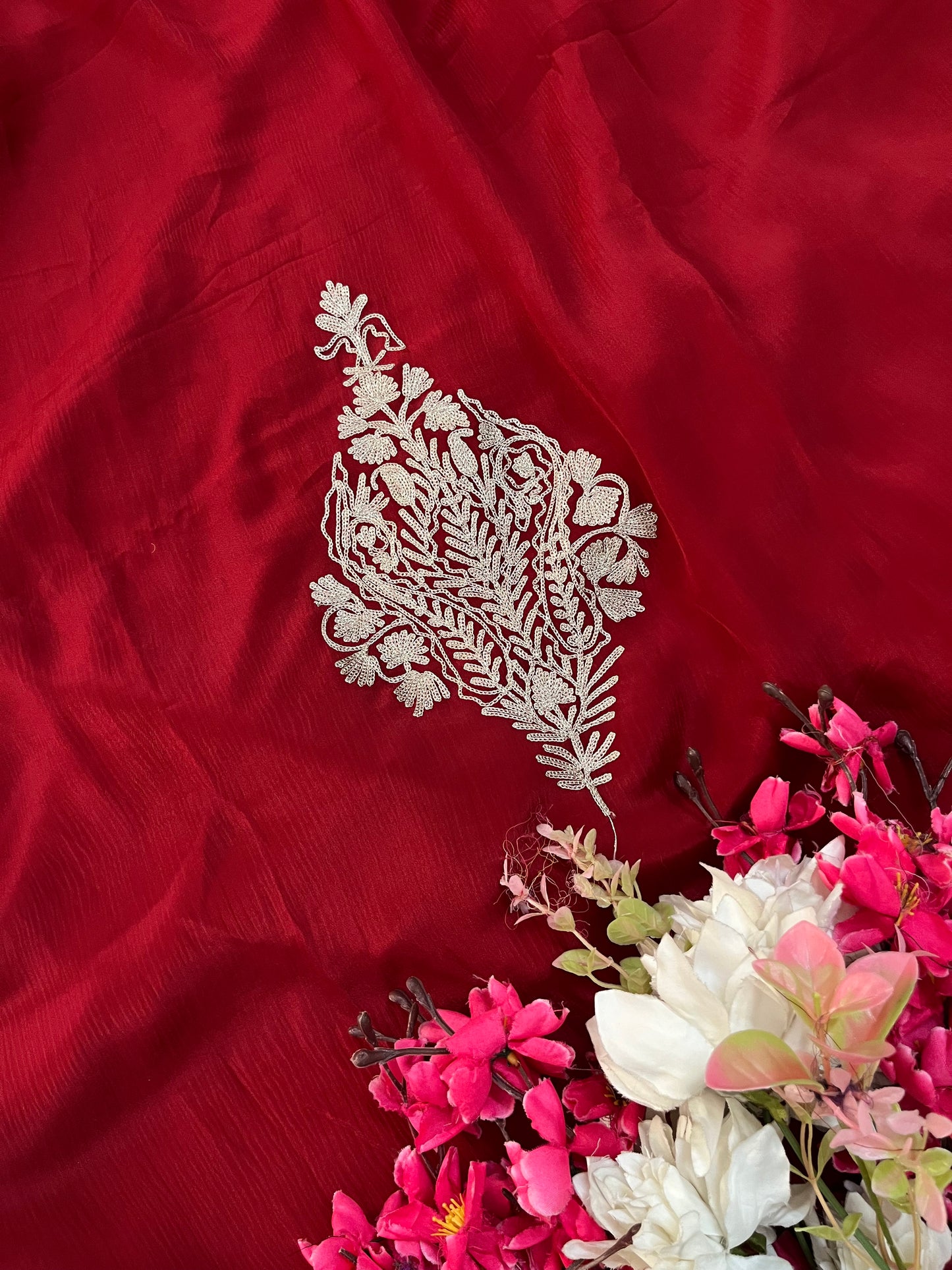 Maroon Pure Chinon 3 Pc Heavy Kashmiri Suit