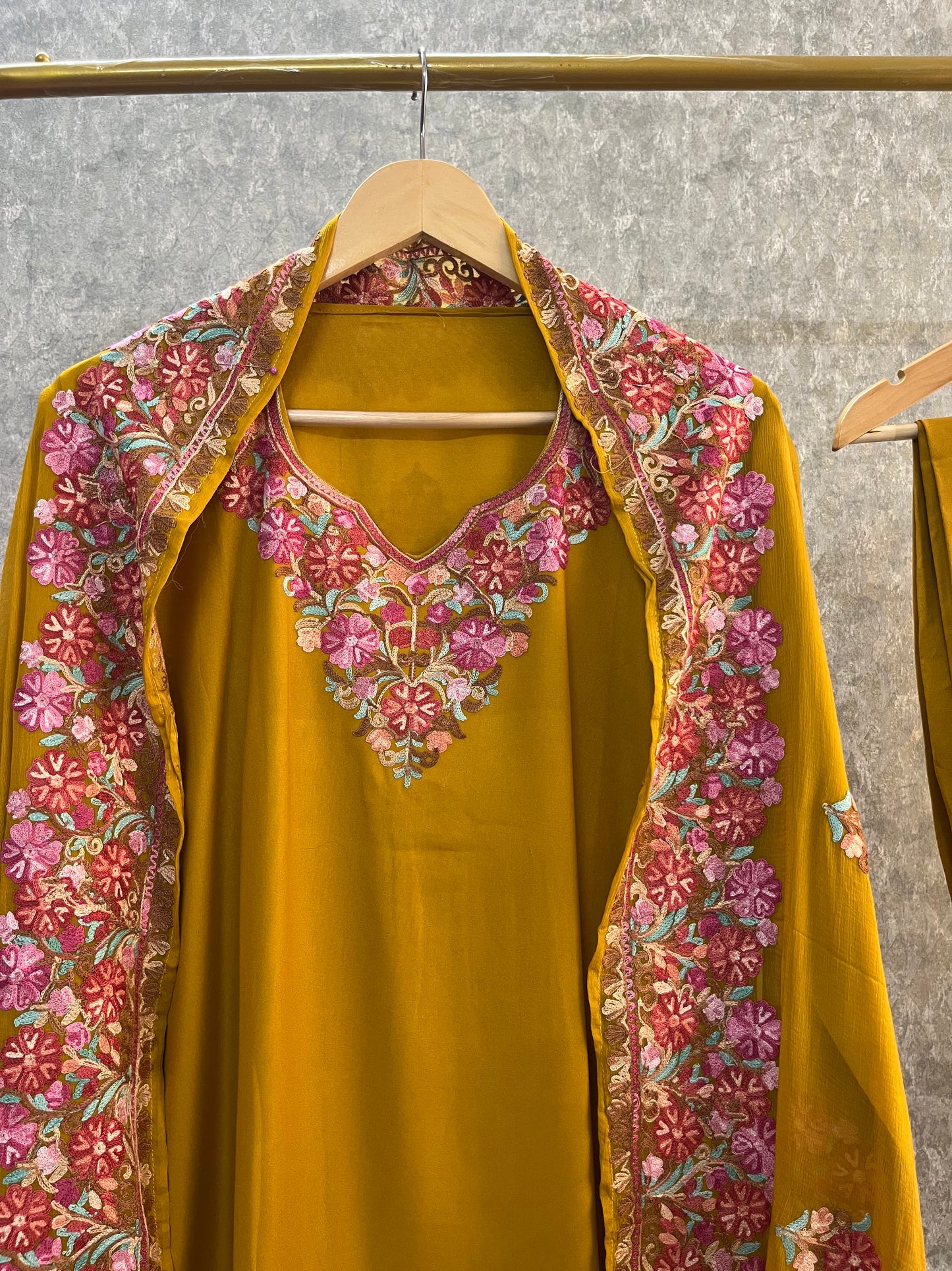 Gold Cotton Stitched Co-ord Set with dupatta (42)