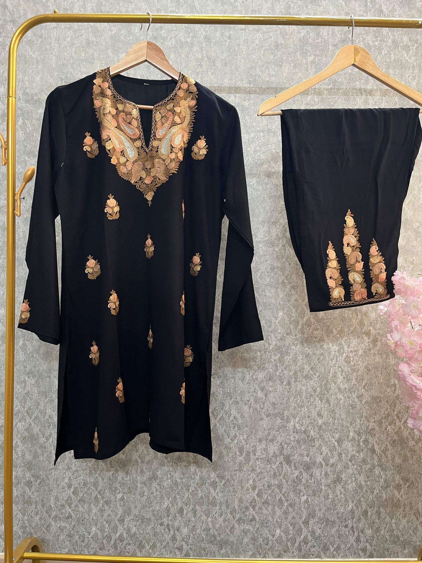 Black Cotton Cord Set (Free Size(40)