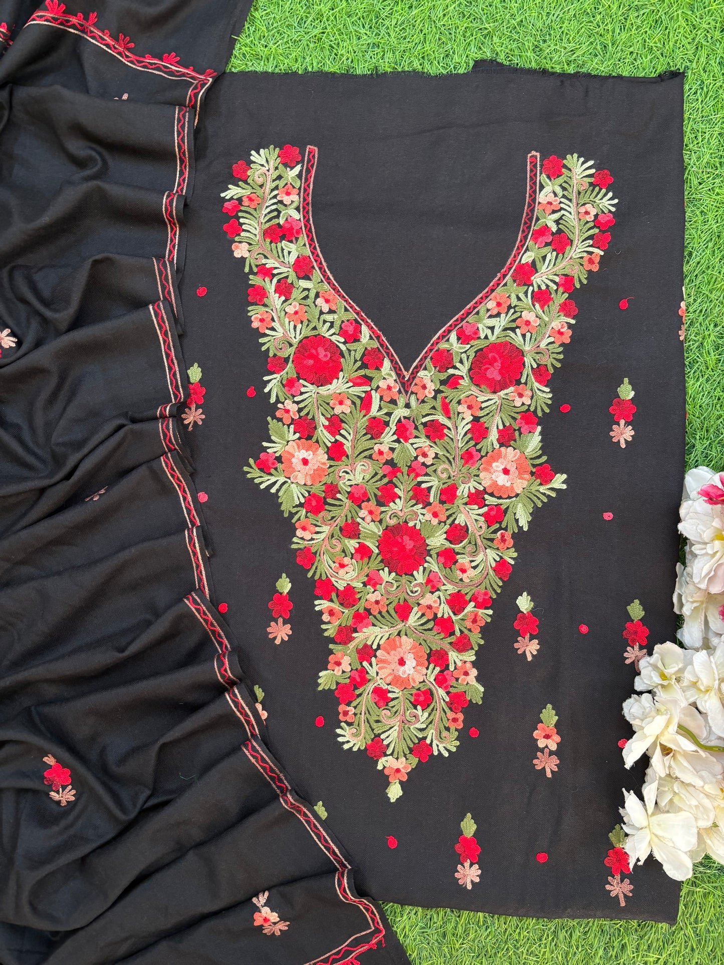 Black Woollen Aari Embroidered 3pc suit