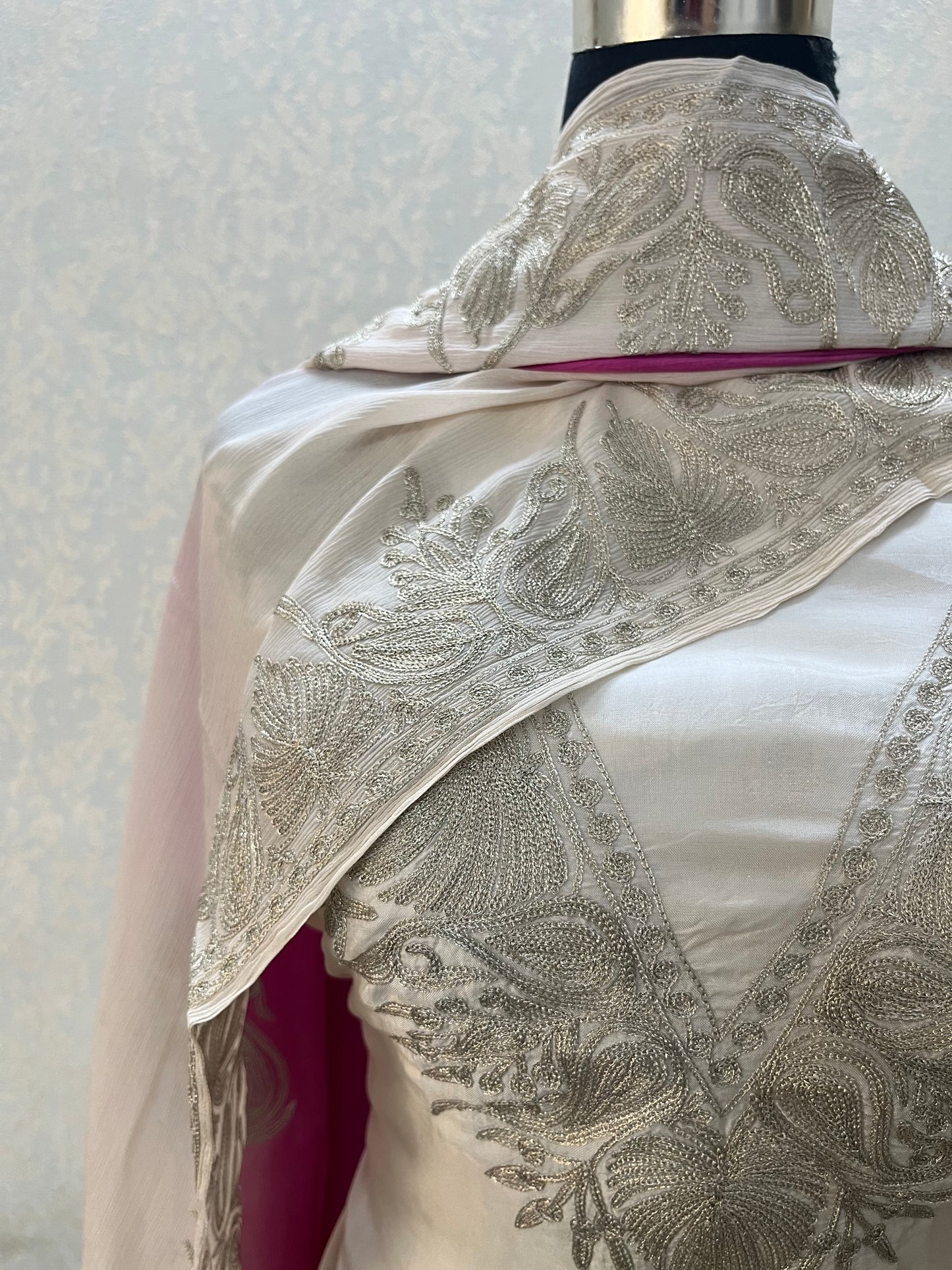 Ivory Sanam Silk Kashmiri Suit