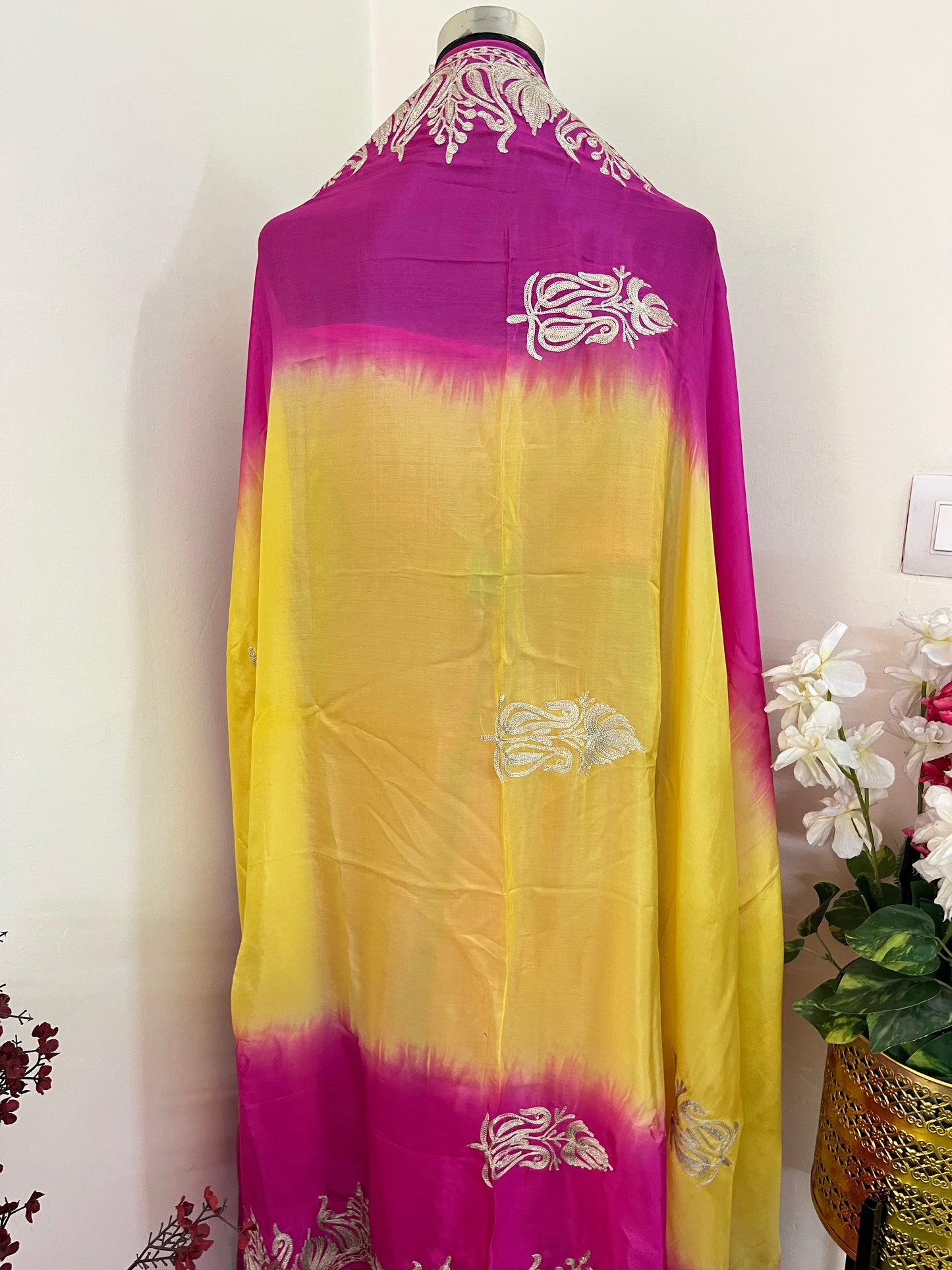 Sanam Hot Pink Silk Kashmiri Suit