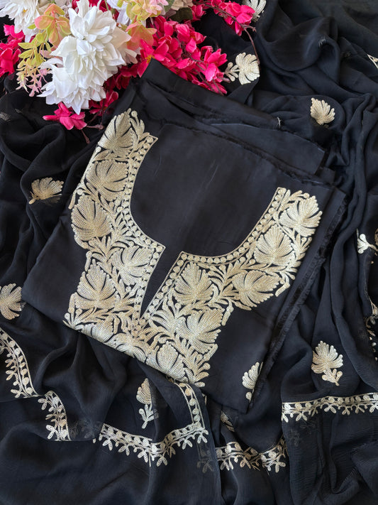 Black Silk Tilla Kashmiri Suit