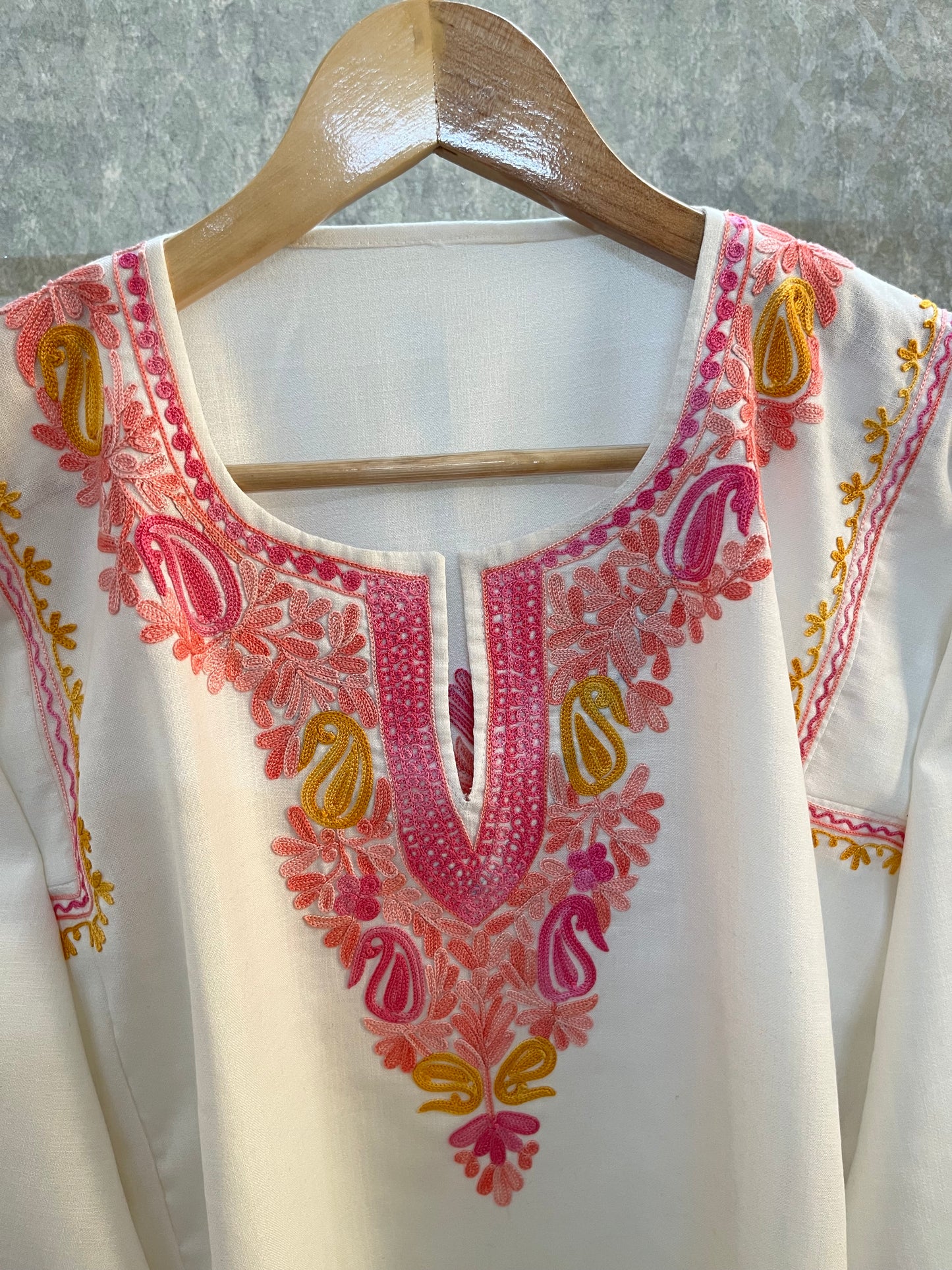 Off White Cotton Pheran Set