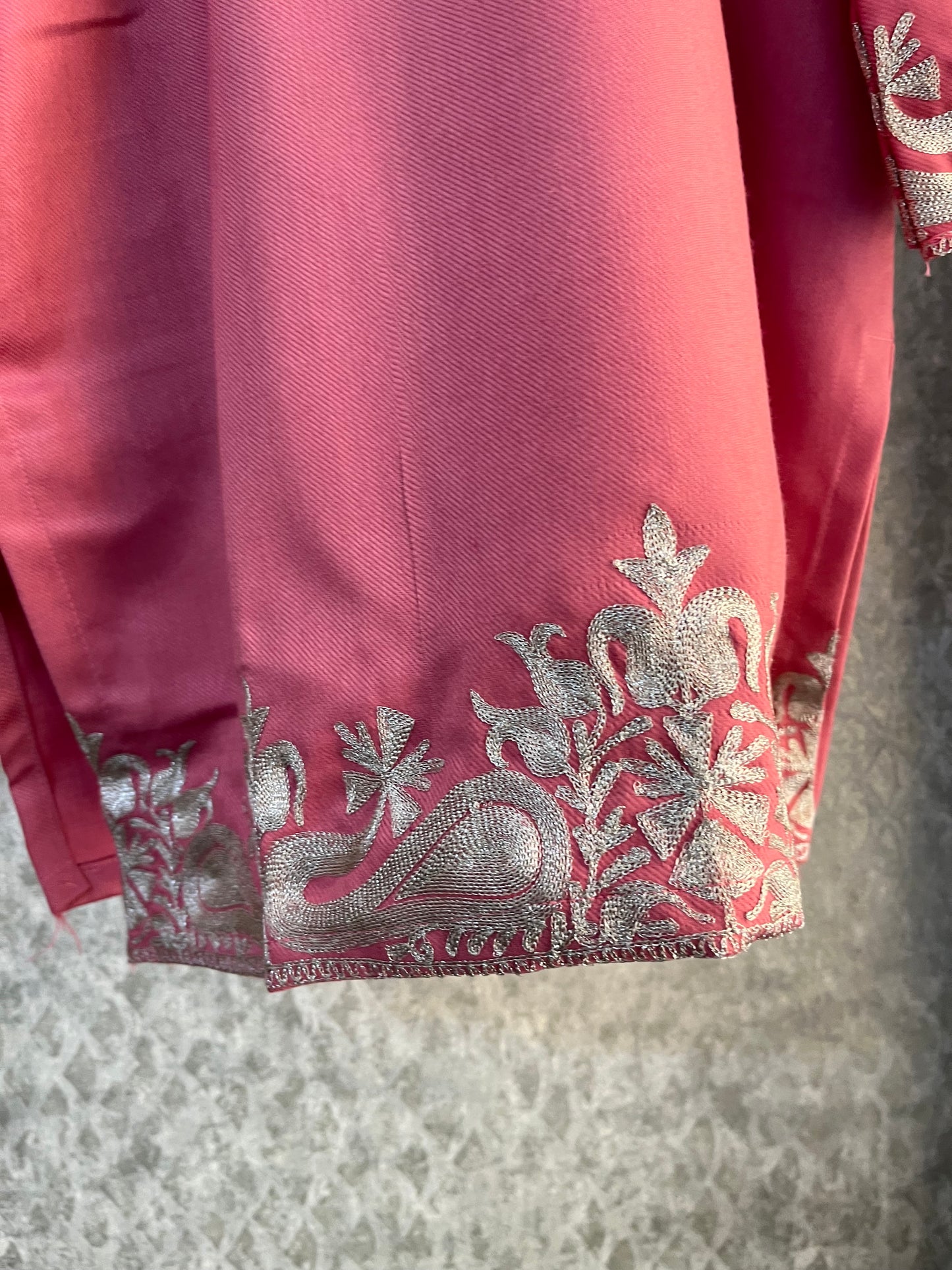 Pink Woollen Kashmiri Co-Ord Set ( Size 46)