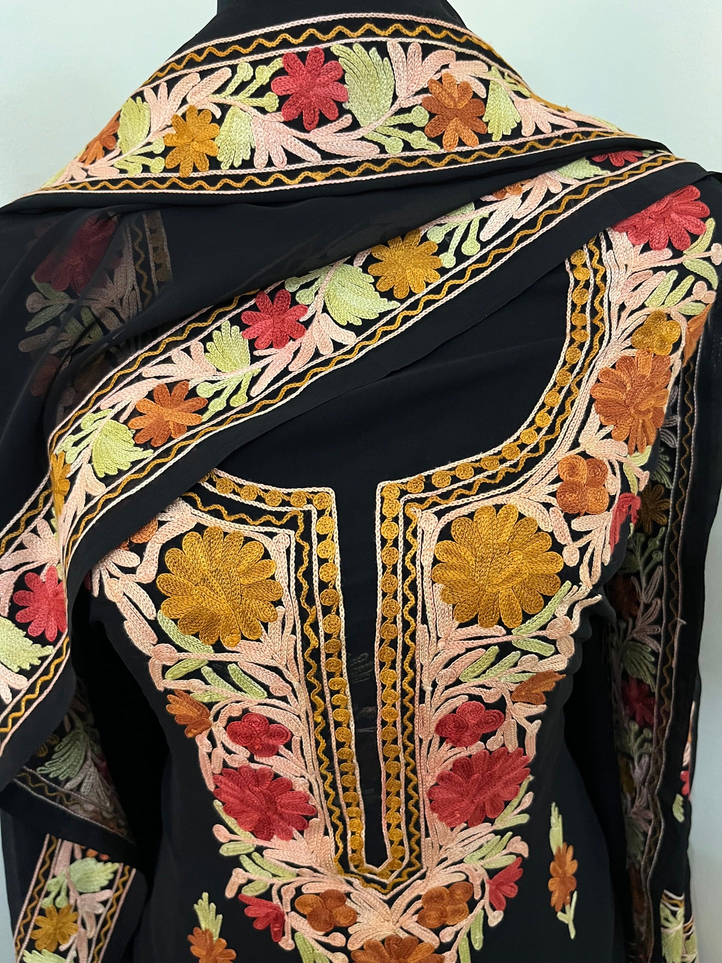 Black Georgette 3 Pc Aari Embroidered Suit Set
