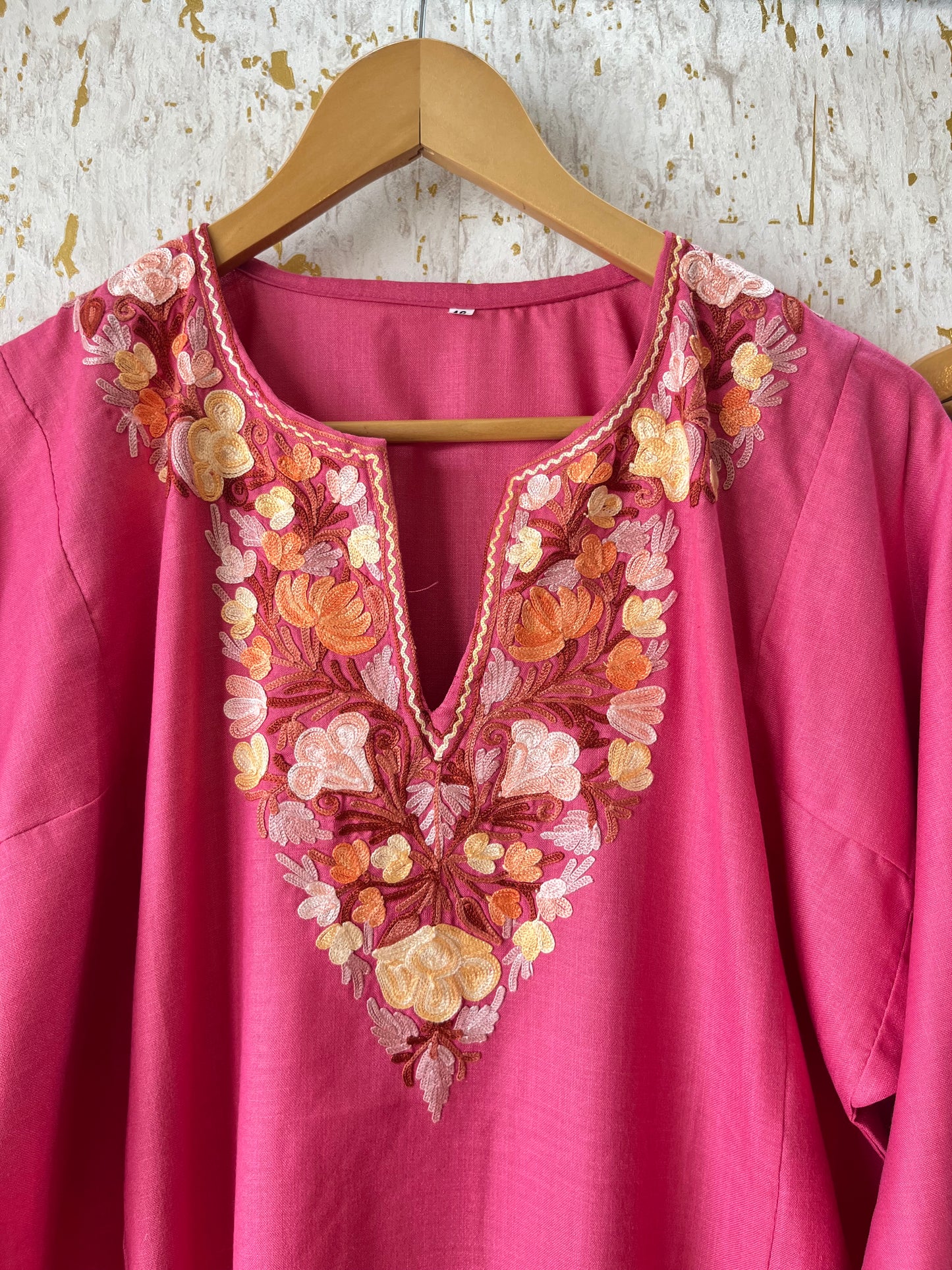 Pink Cotton Pheran Set (Free Size)