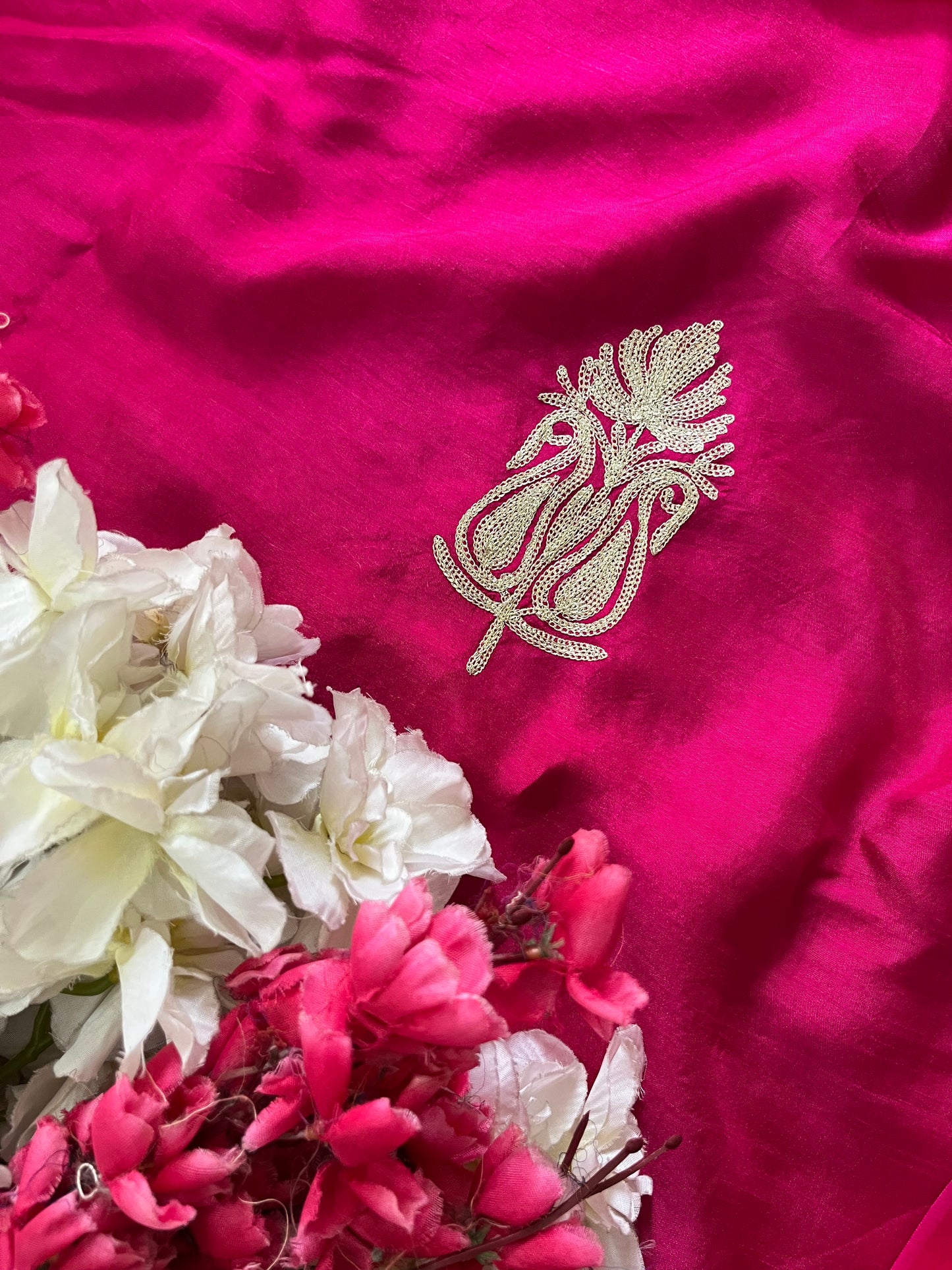 Sanam Hot Pink Silk Kashmiri Suit