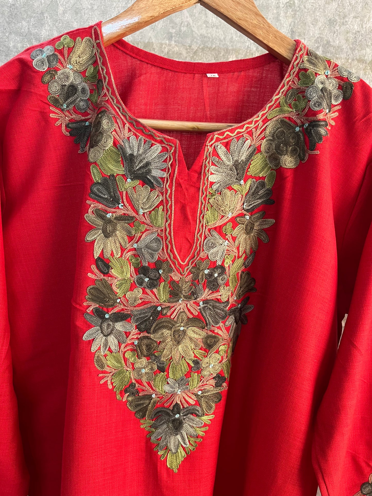 Red Cotton Stitched Co-ord Set (44)