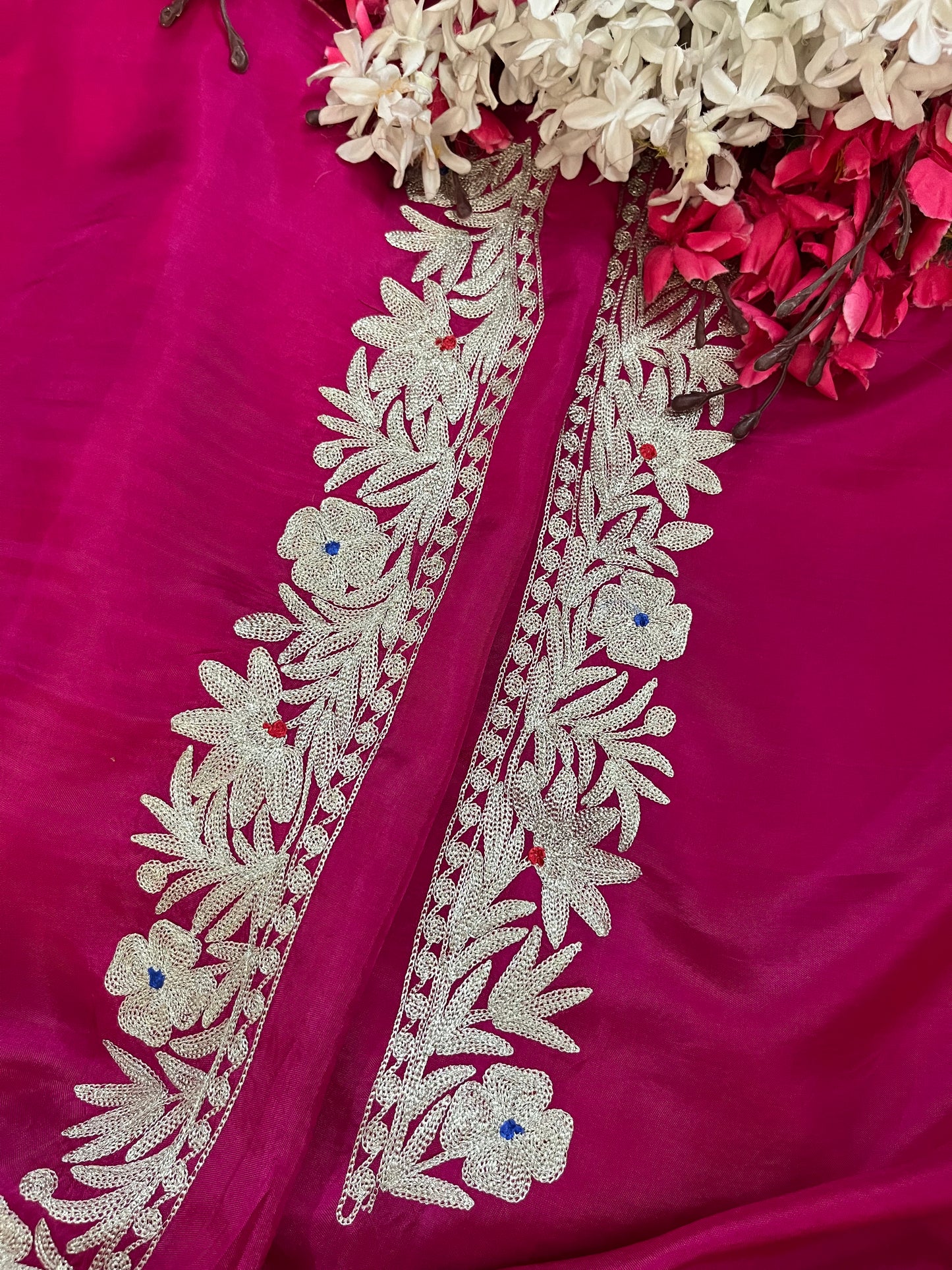 Hot Pink Opada Silk Kashmiri Suits