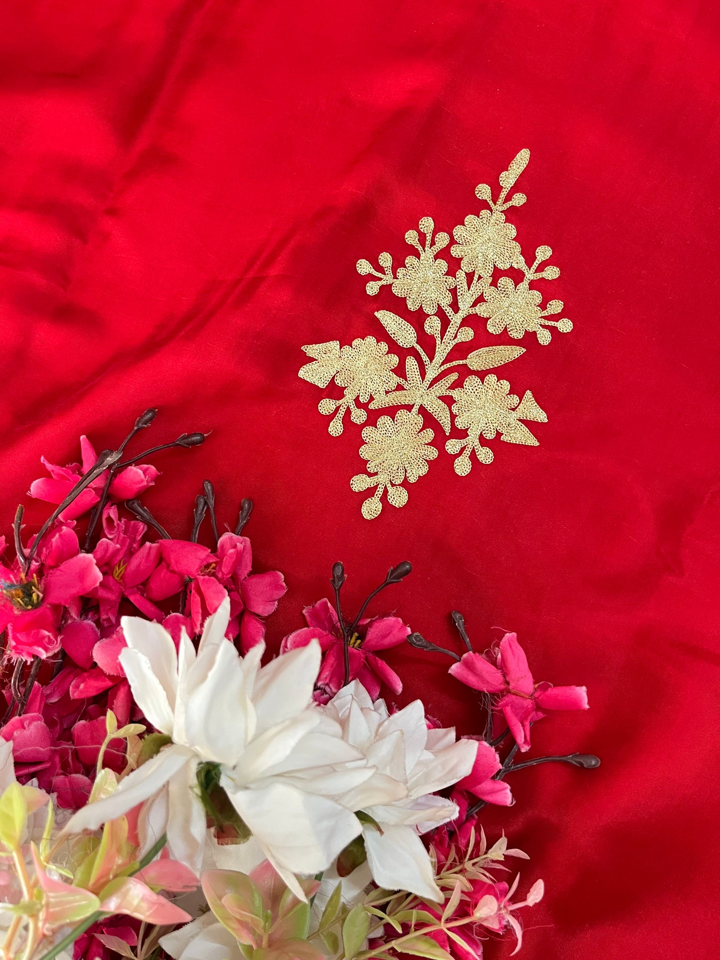 Sanam Red Silk Kashmiri Suit