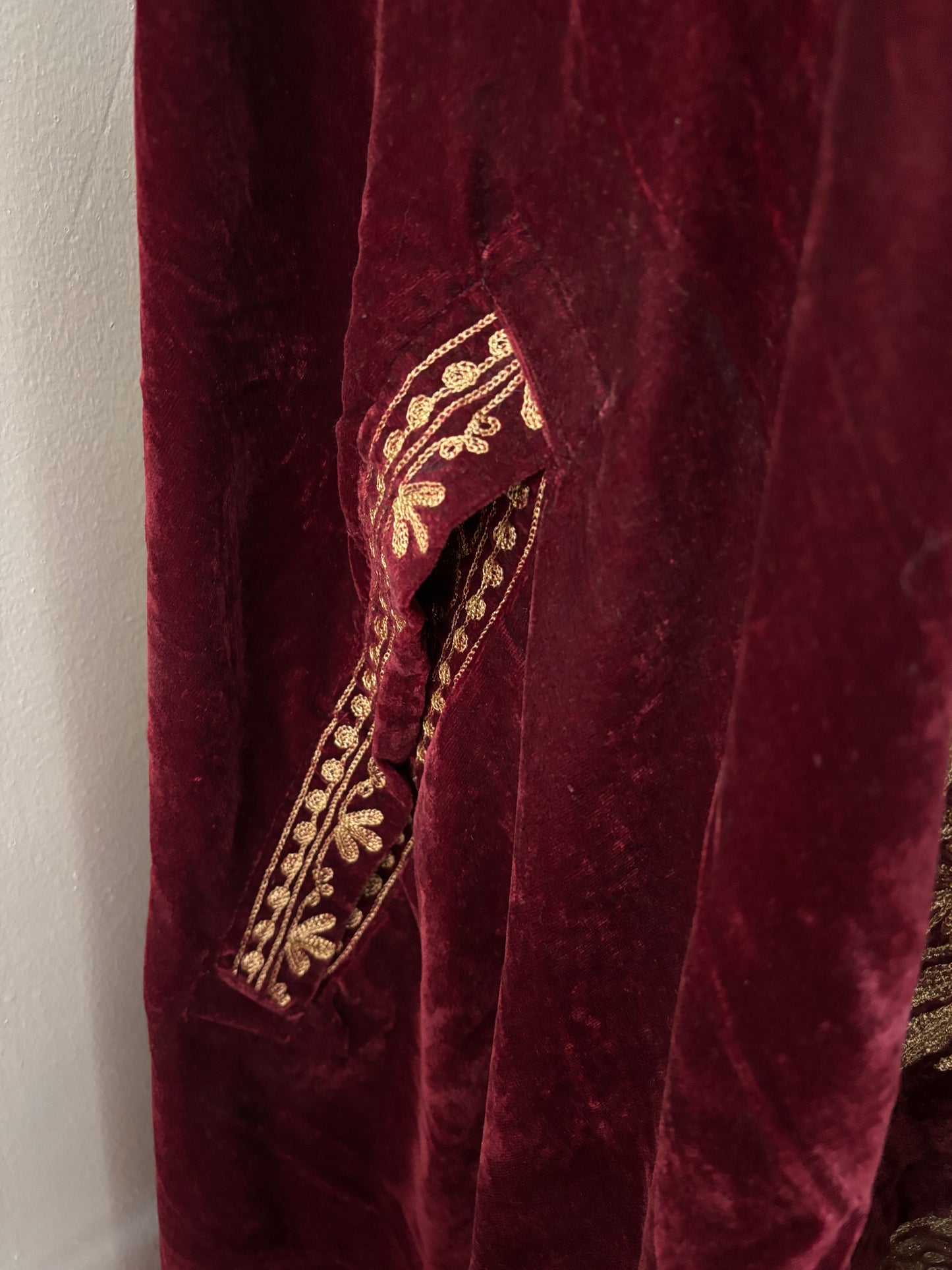 Maroon Aari Embroidered Velvet Cape