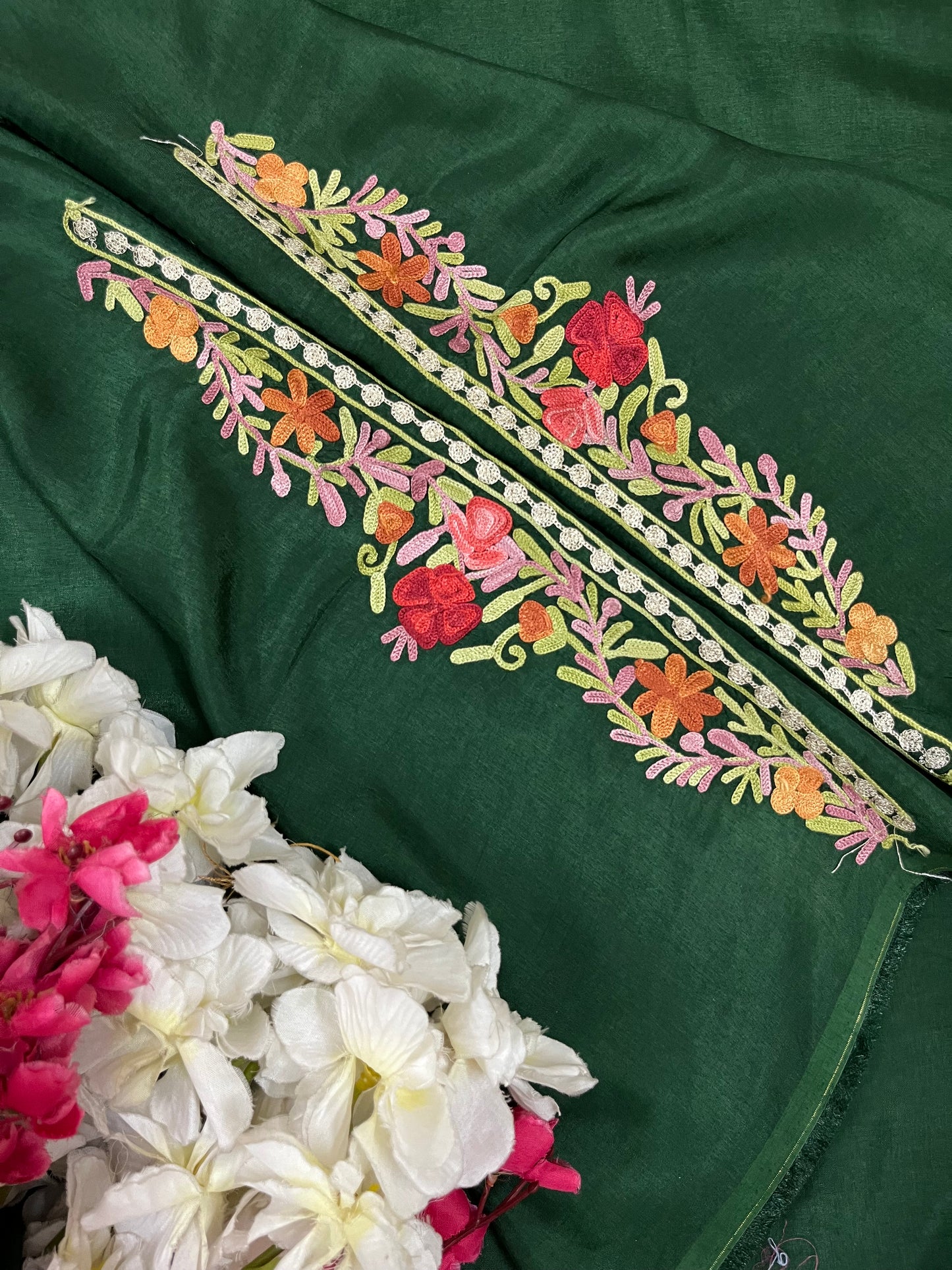 Bottle Green Opada Silk Kashmiri Suit