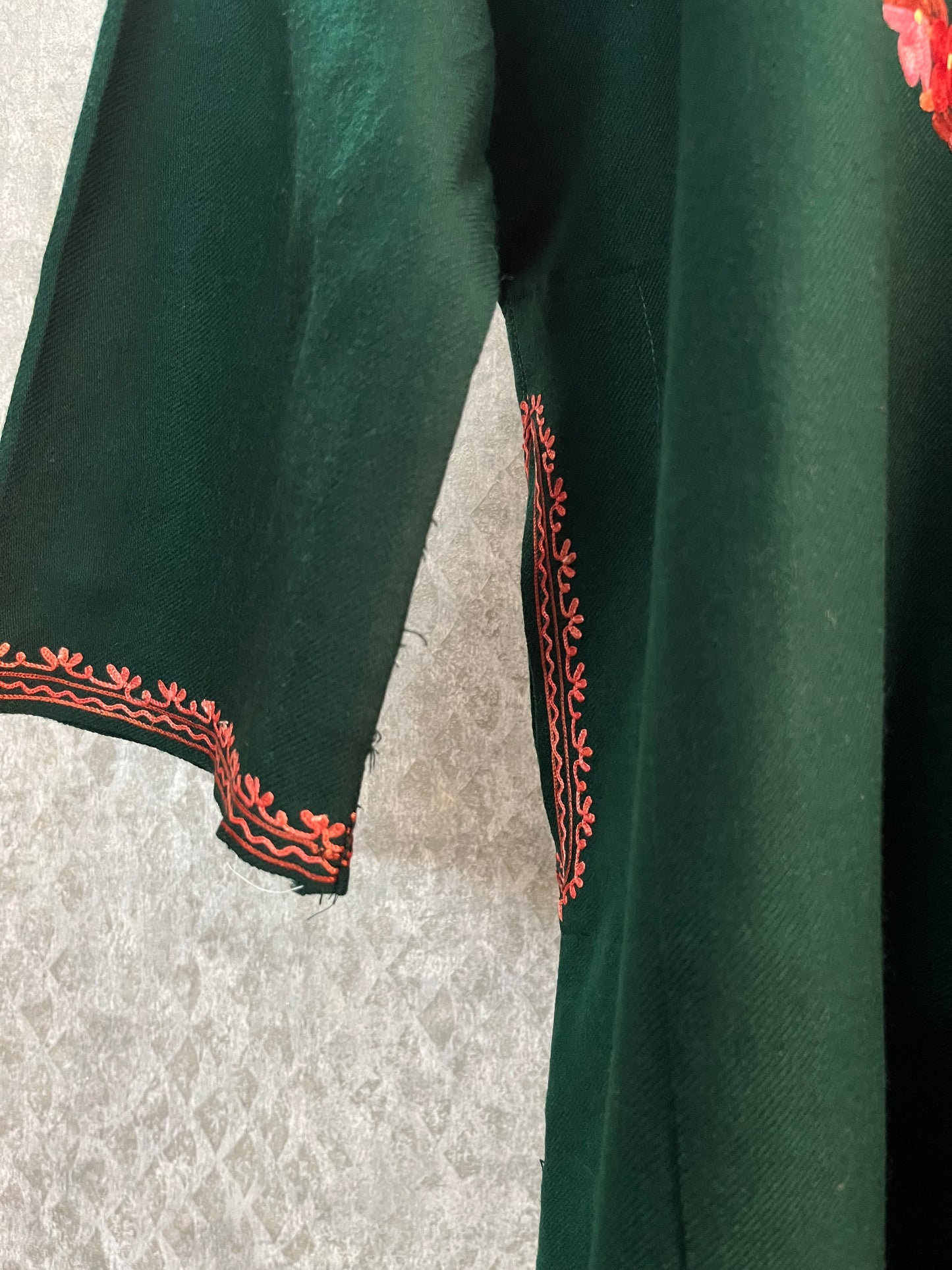 Green Aari Embroidered Wool Pheran