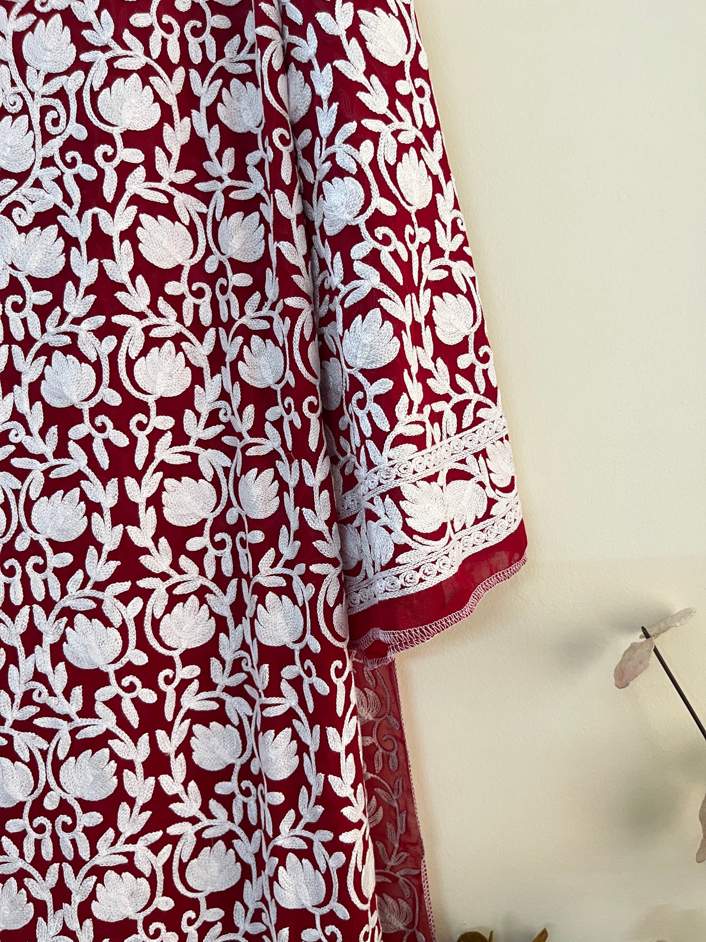 Georgette Front Back Jaal Kashmiri  Semi Stitched Kurta