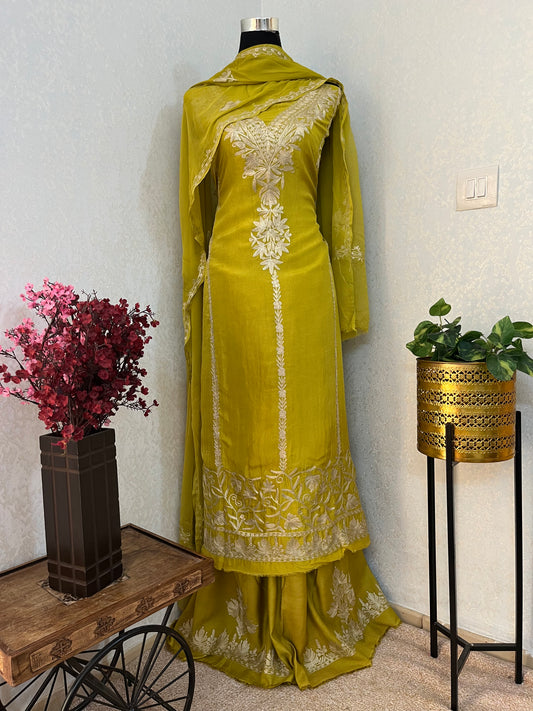 Green Tilla Kashmiri Silk Suit