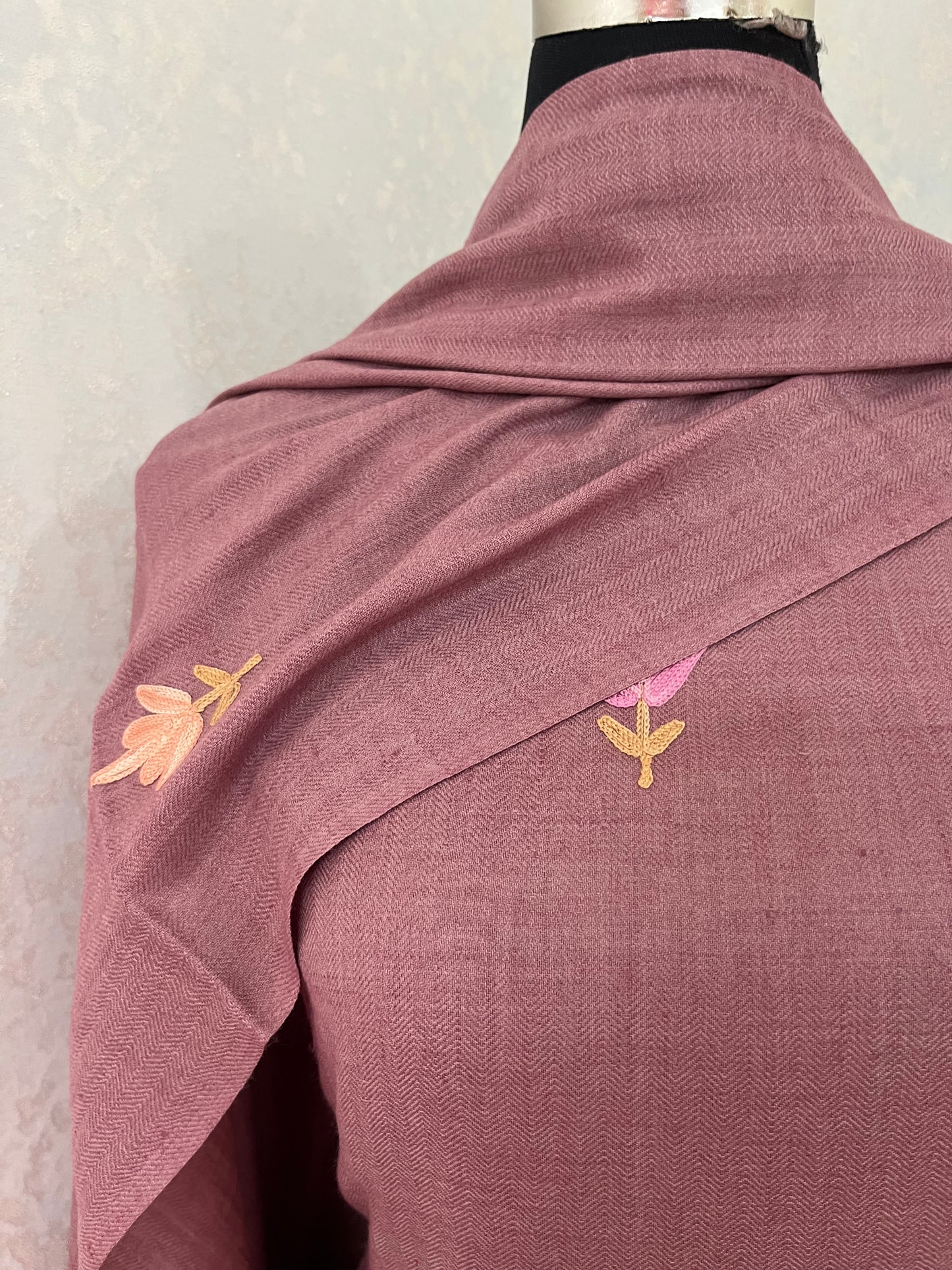 Onion Pink Fine Wool Kashmiri Suit