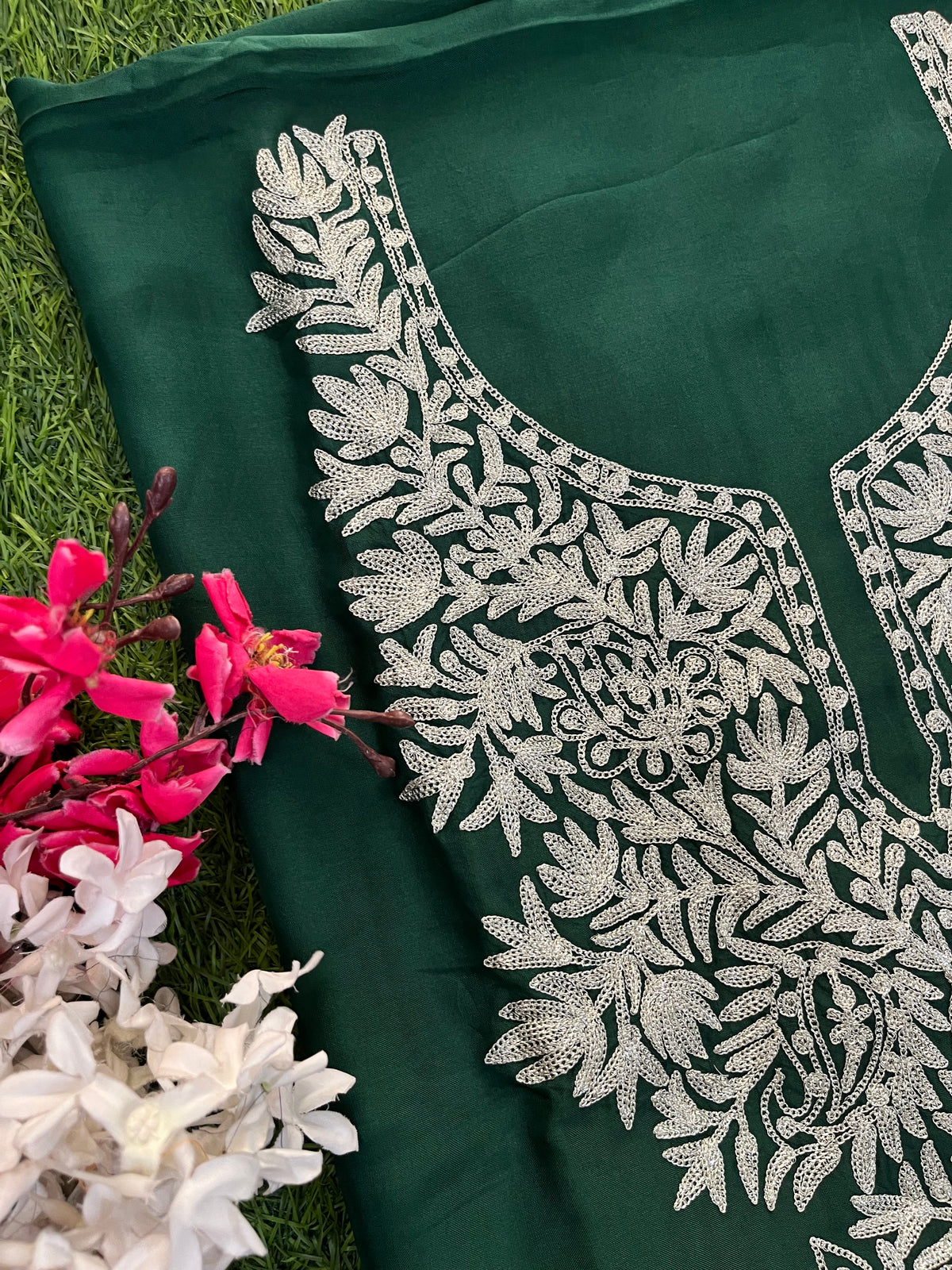 Green Silk Tilla Kashmiri Suit