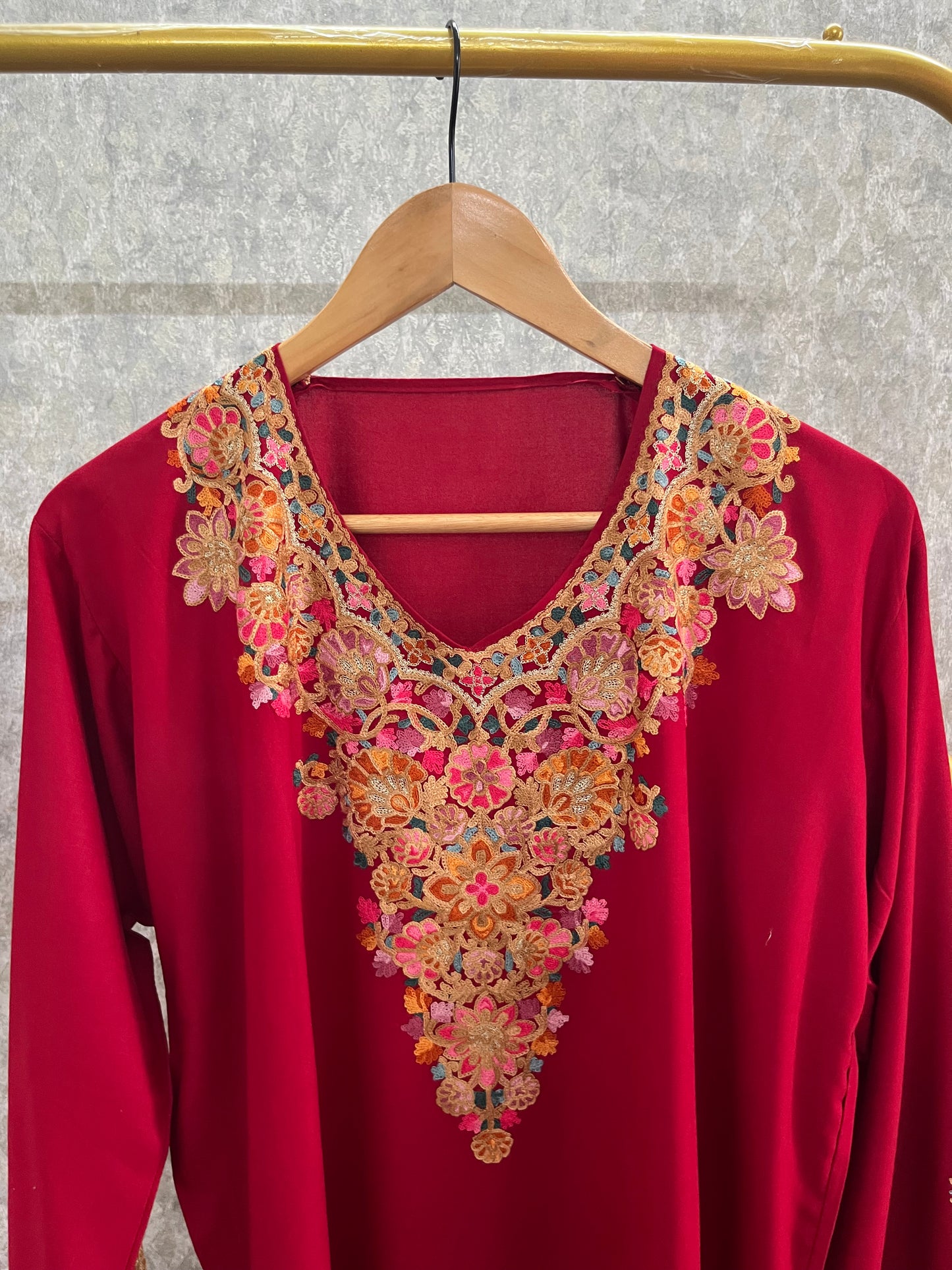 Maroon Cotton Stitched Co-ord Set( 42)