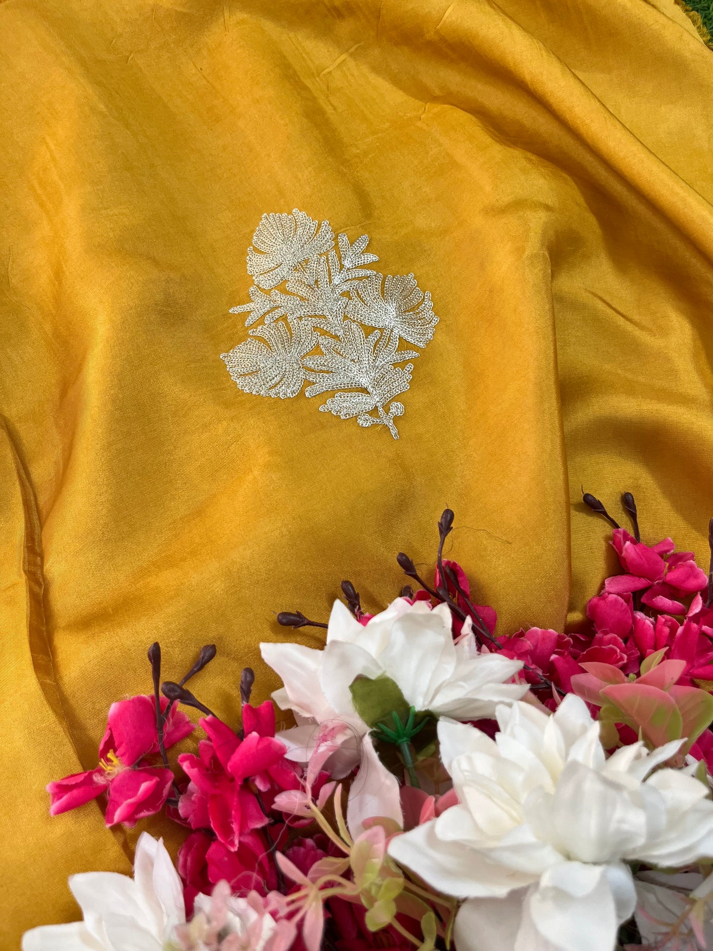 Golden Yellow Silk Tilla Kashmiri Suit