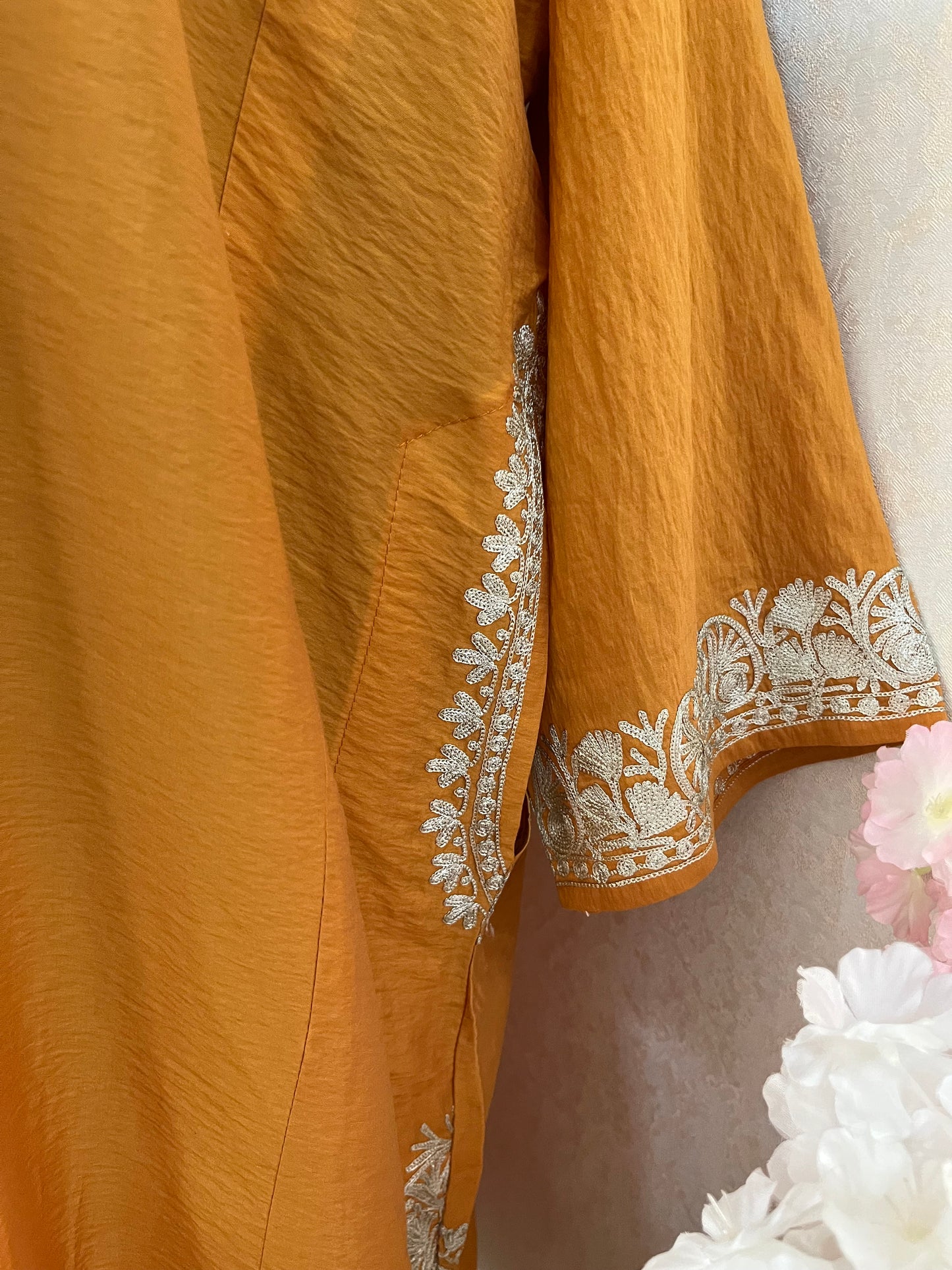Orange Cotton Kashmiri Pheran Set (48)