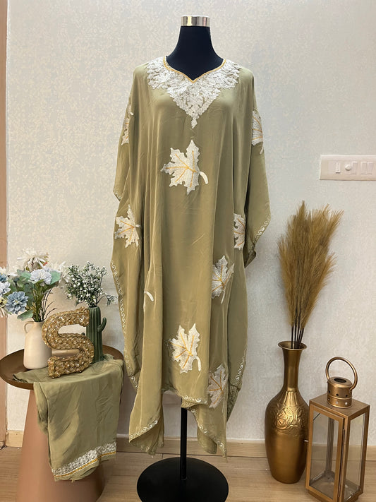 Crape Kashmiri Kaftan Set