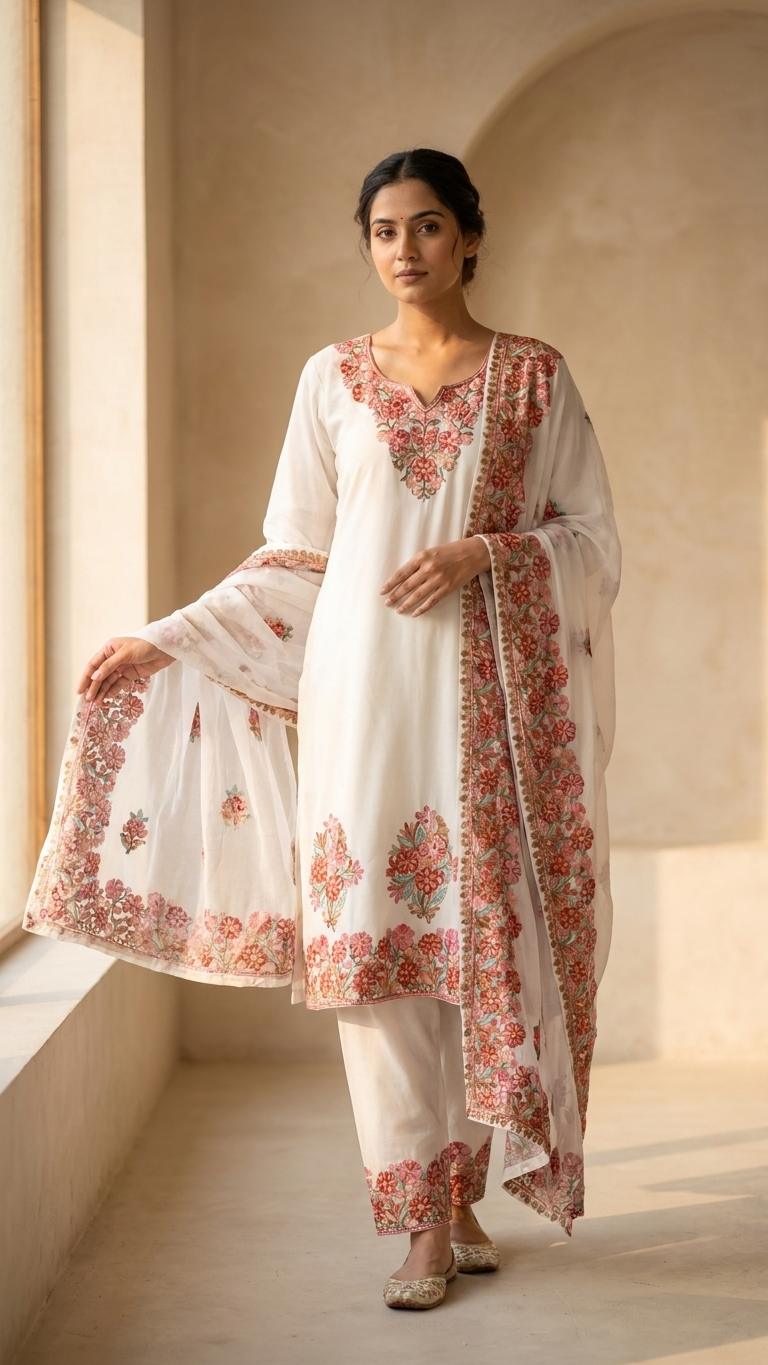 Off White Cotton Stitched Co-ord Set with dupatta (42)