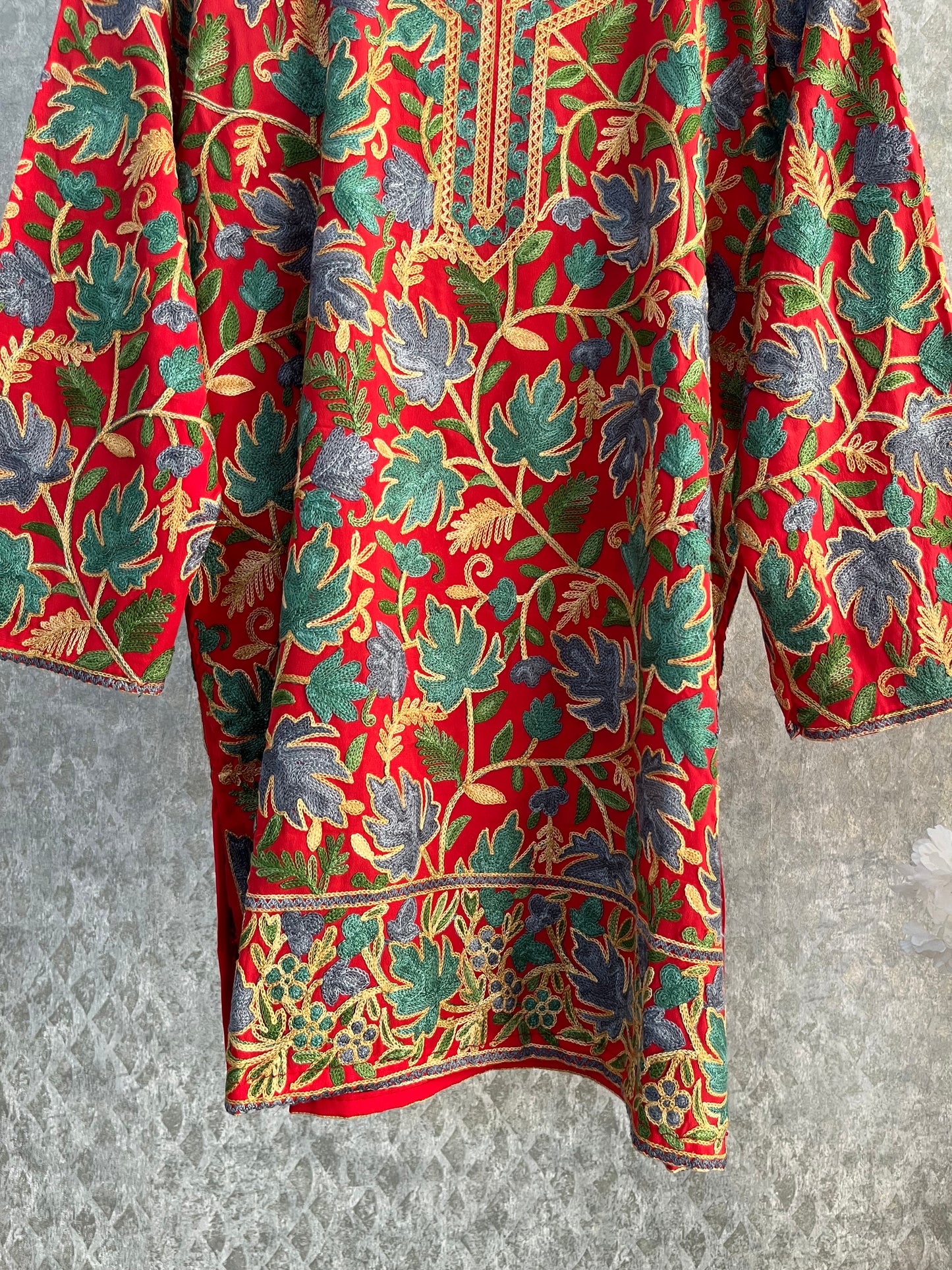 Red Crape Jaal Work (Front & Back) Kurta