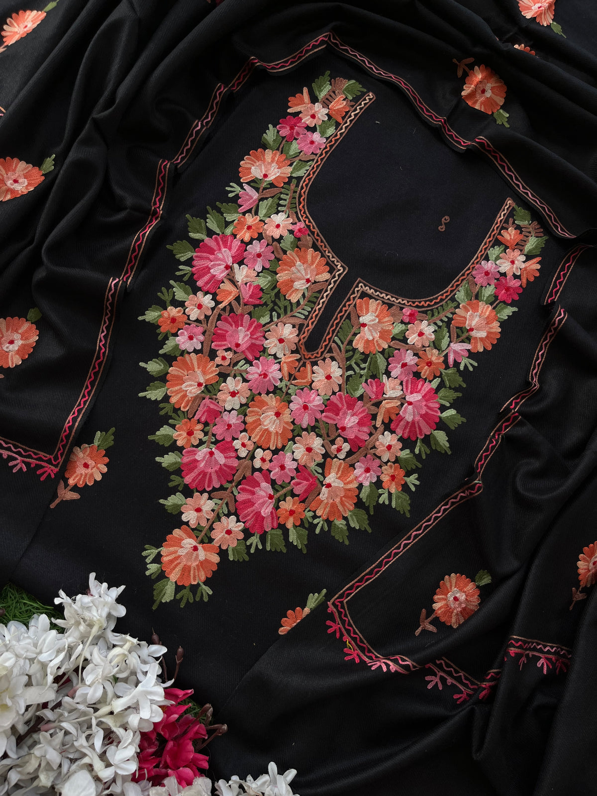 Black Woollen Aari Embroidered 3pc suit