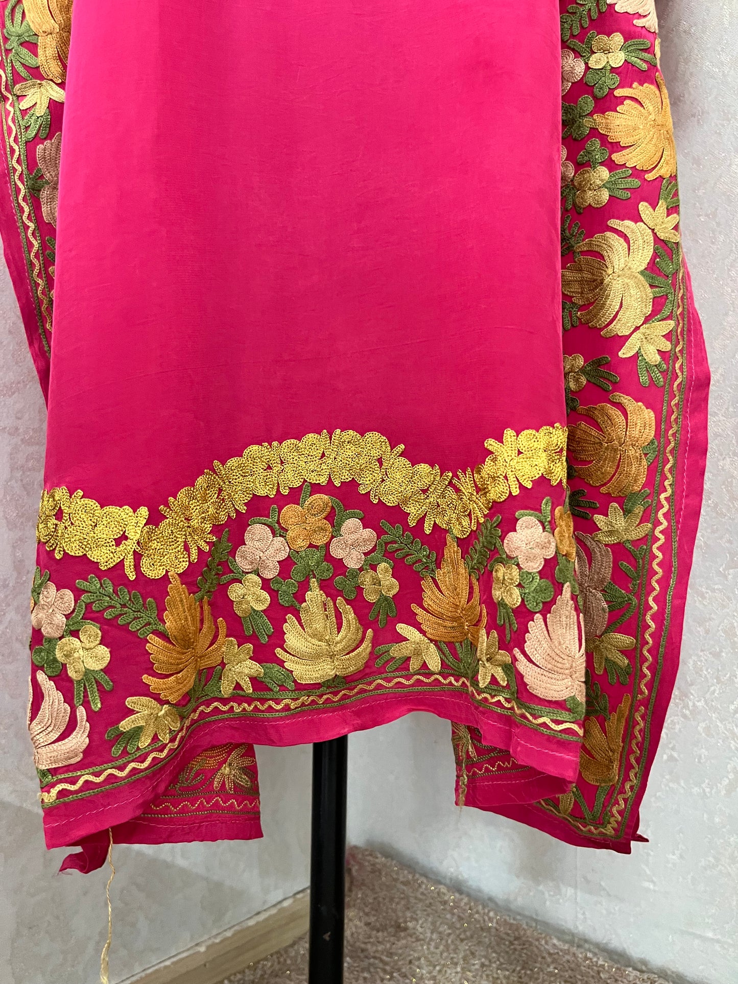 Hot Pink Stitched Crape Pheran Set with dupatta (44)