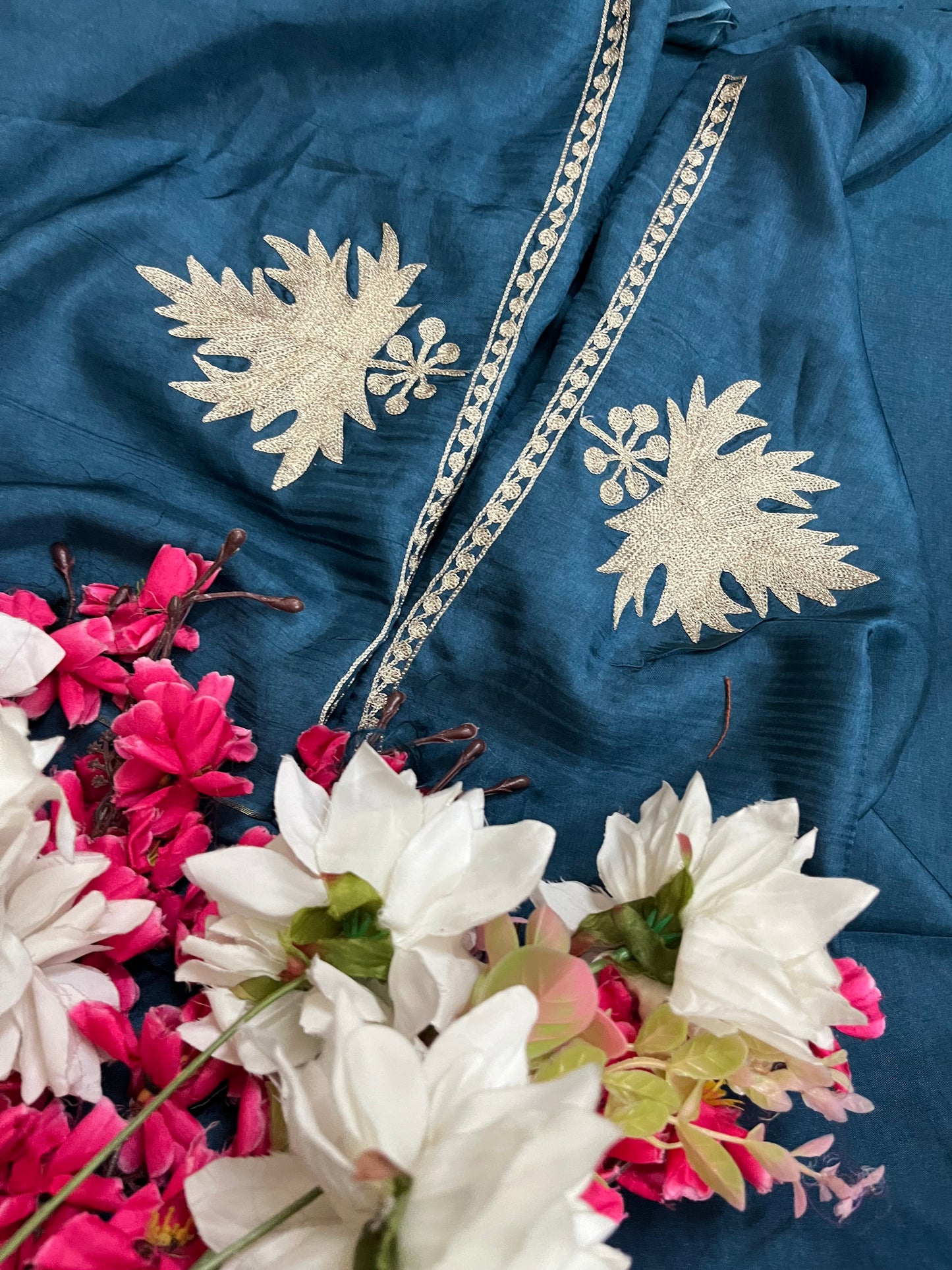 Teal Blue  Sanam’ Tilla Kashmiri Silk Suit