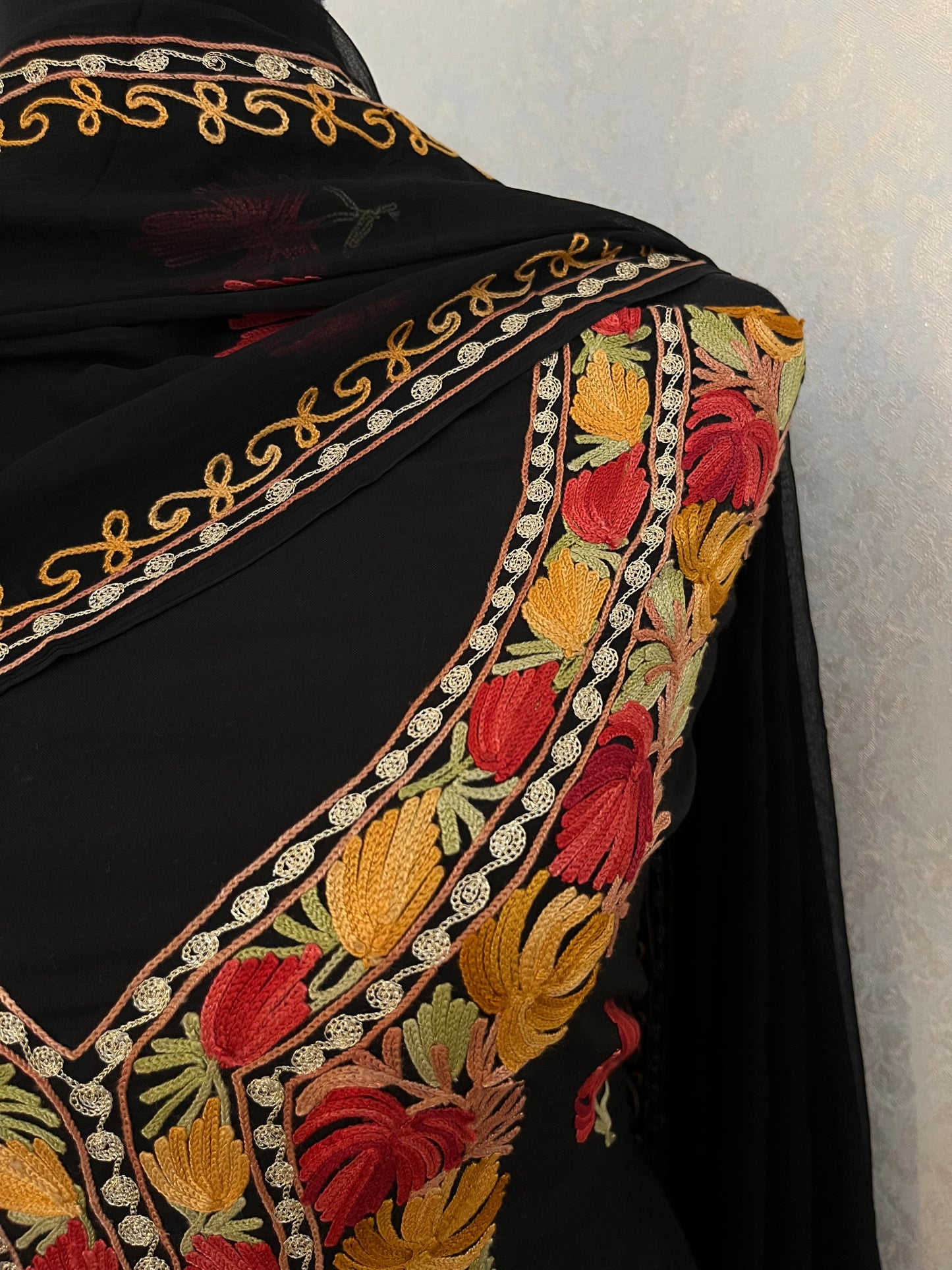 Black Muslin Cotton Aari Embroidered 3pc set