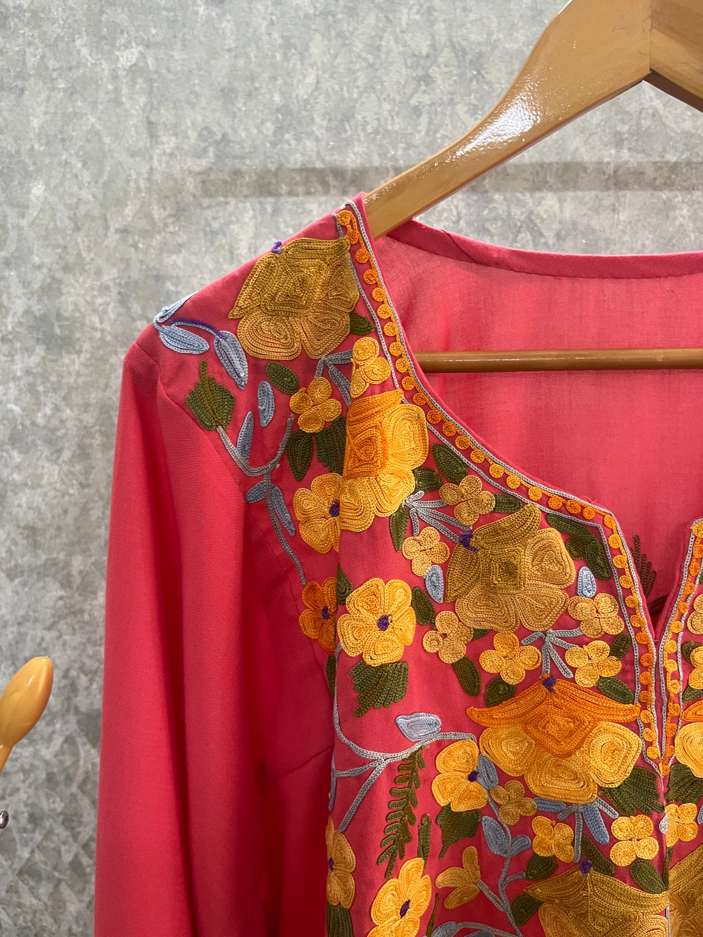 Pink Cotton Front Jaal Pheran Set  Size (48)