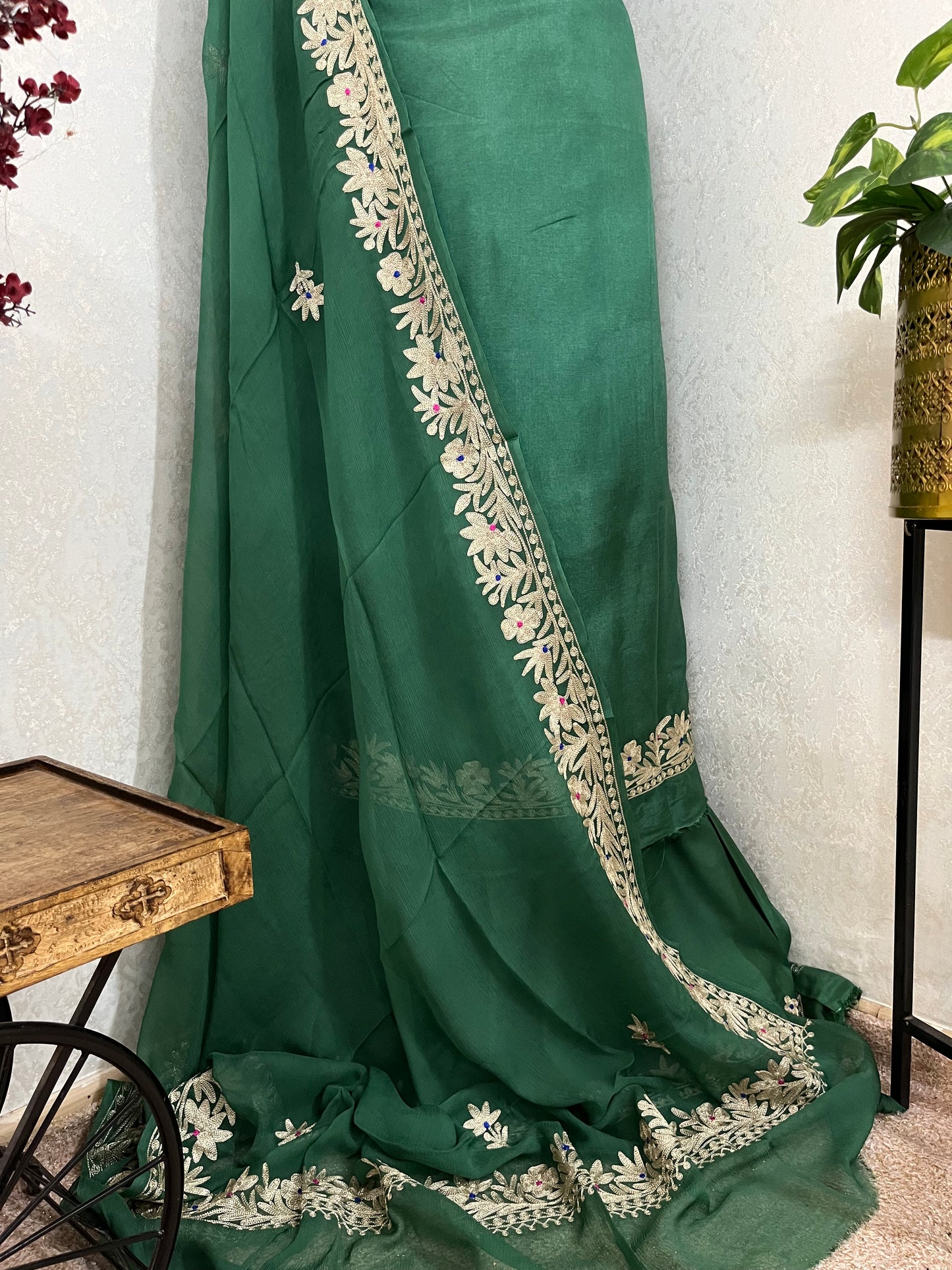 Soft Green Opada Silk Kashmiri Suits