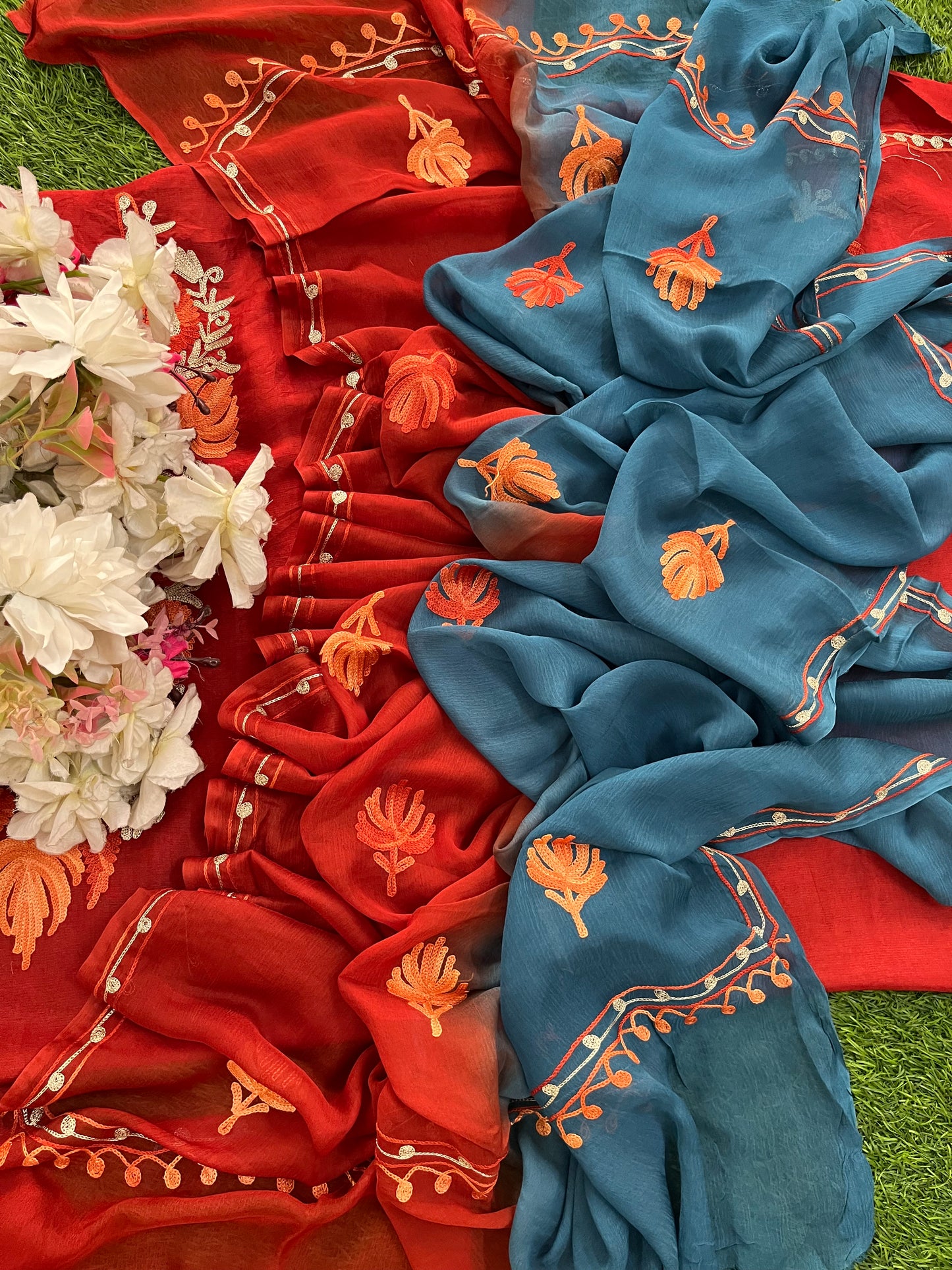 Rust Opada Silk Kashmiri Suit