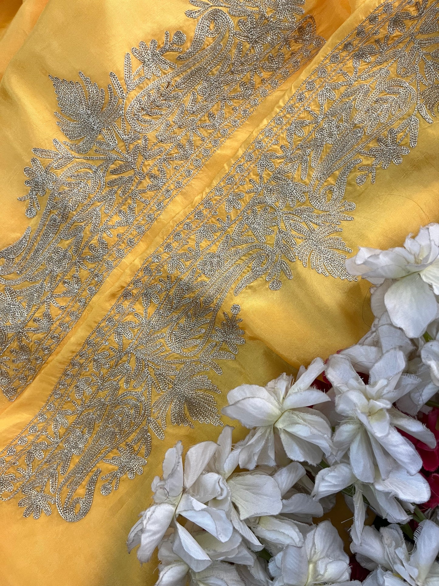 Gold Sanam Silk Kashmiri Suit